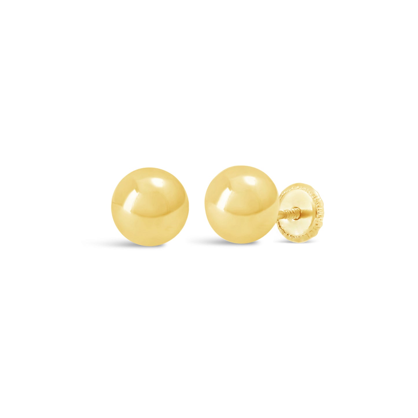18K Yellow Gold 4mm Plain Ball Screwback Earrings
