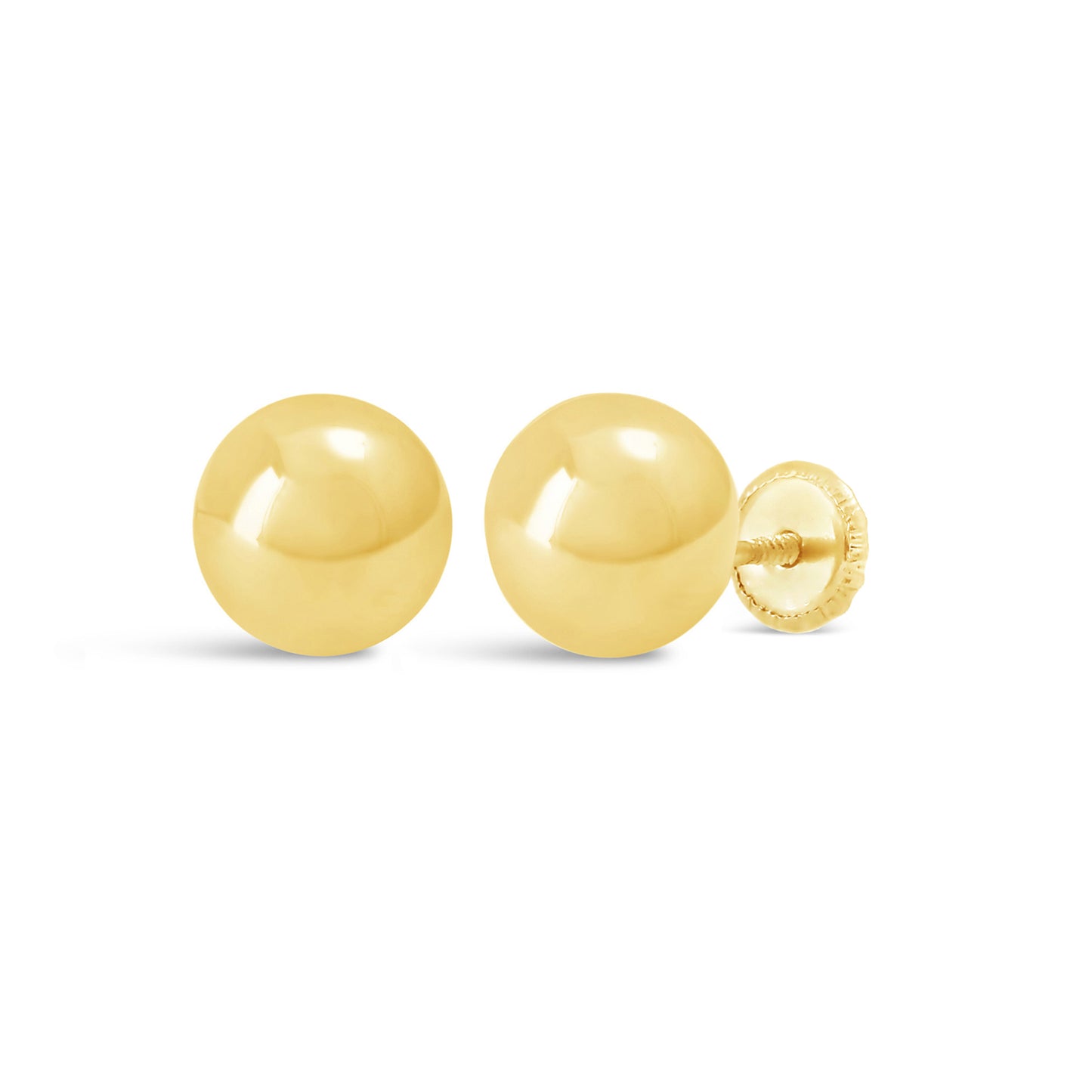 18K Yellow Gold 6mm Plain Ball Screwback Earrings