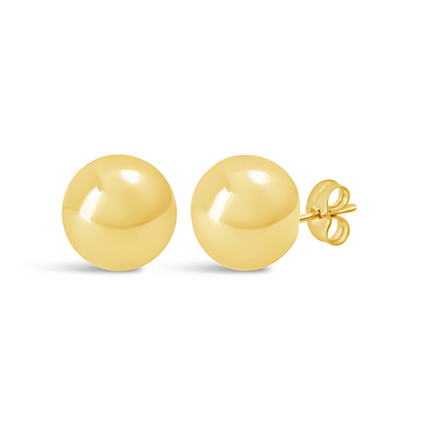 18K Yellow Gold 7mm Plain Ball Pushback Earrings