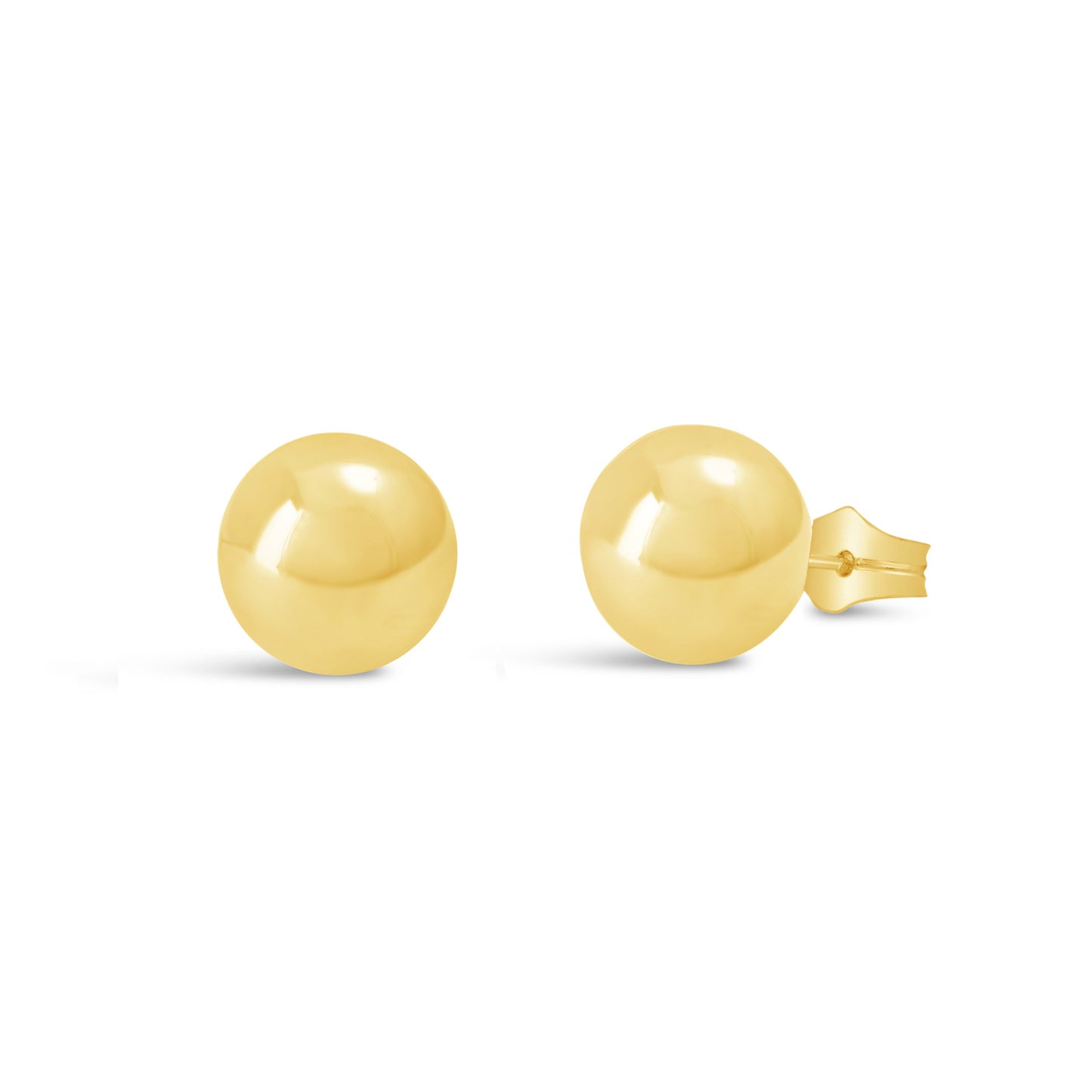 18K Yellow Gold 8mm Plain Ball Pushback Earrings
