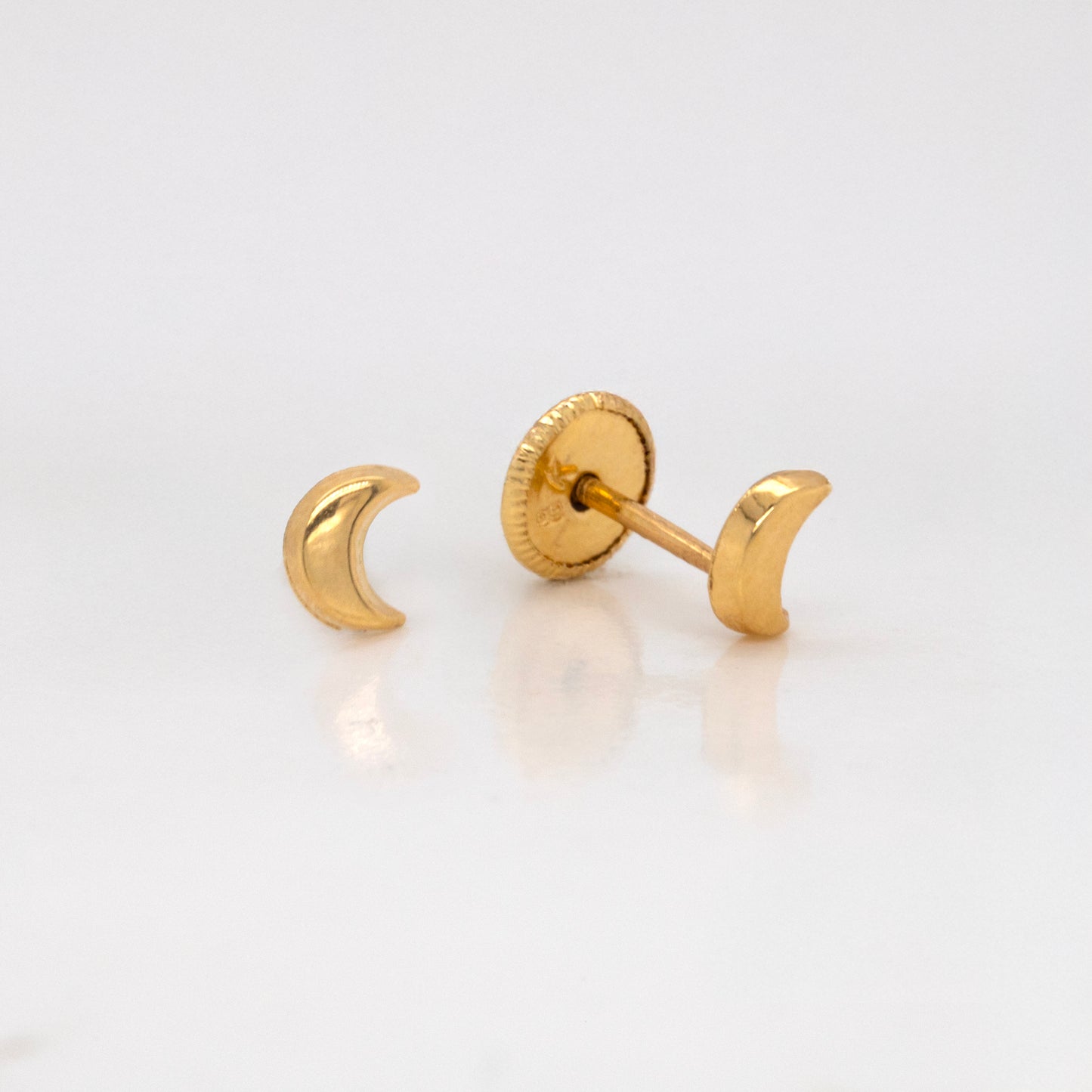 18K Yellow Gold Extra Small Crescent Moon Screwback Earrings
