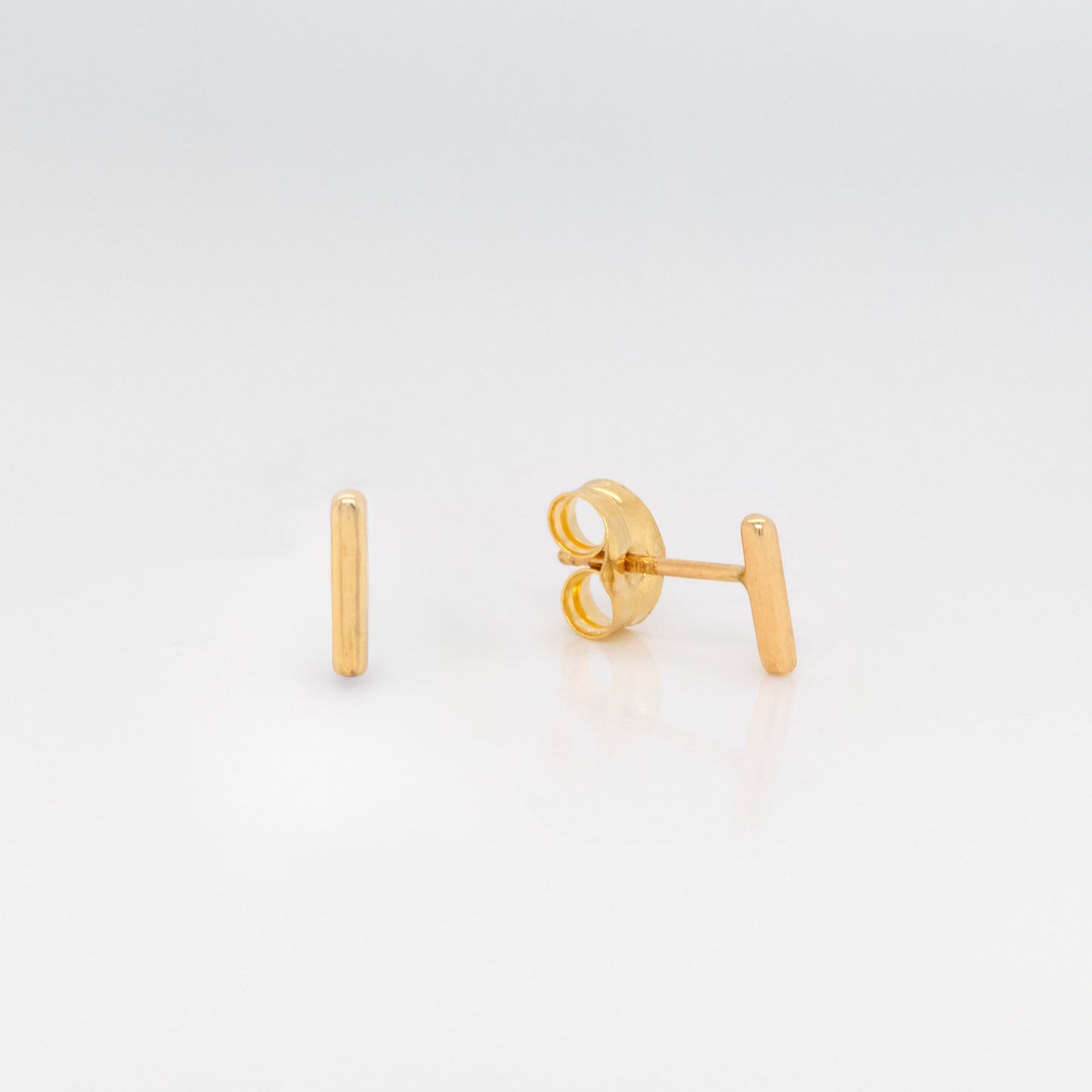 18K Yellow Gold Tiny Bar Pushback Earrings
