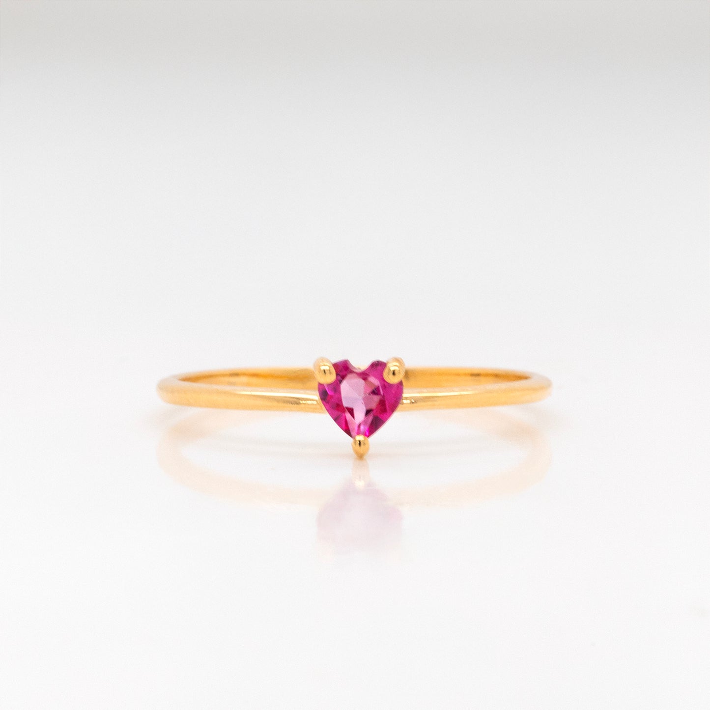 18K Yellow Gold Pink Topaz Heart Ring