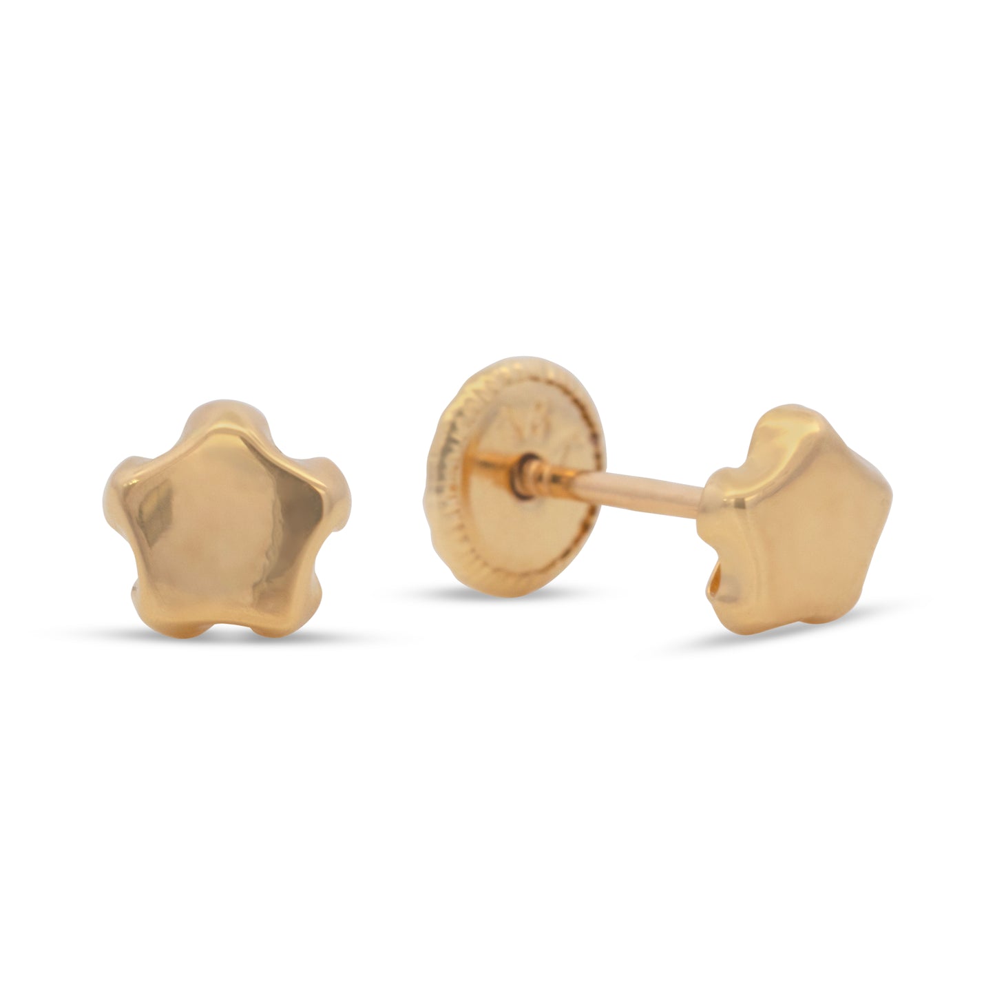 18K Yellow Gold Small Flower Screwback Earrings