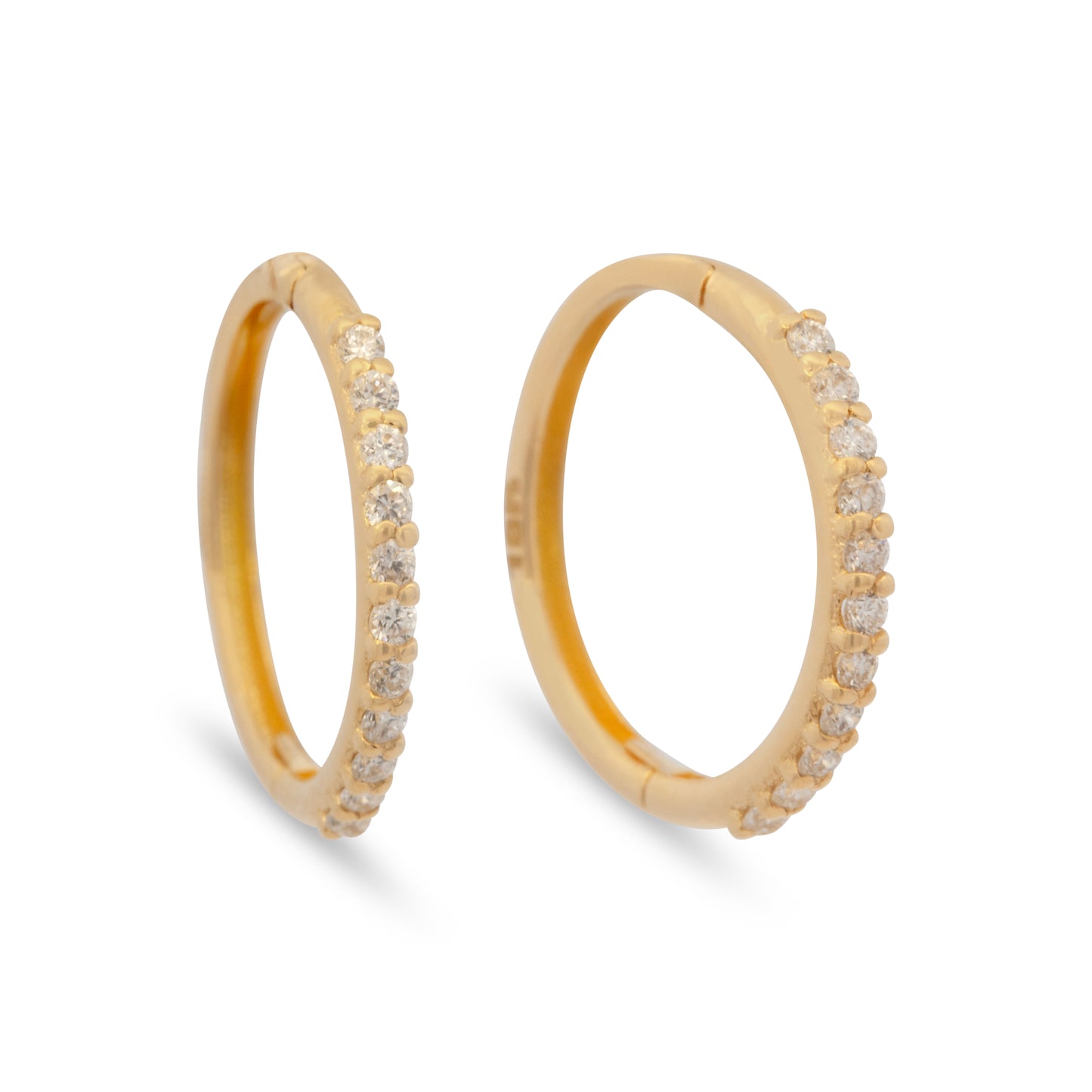 18K Yellow Gold Diamond Huggie Earrings