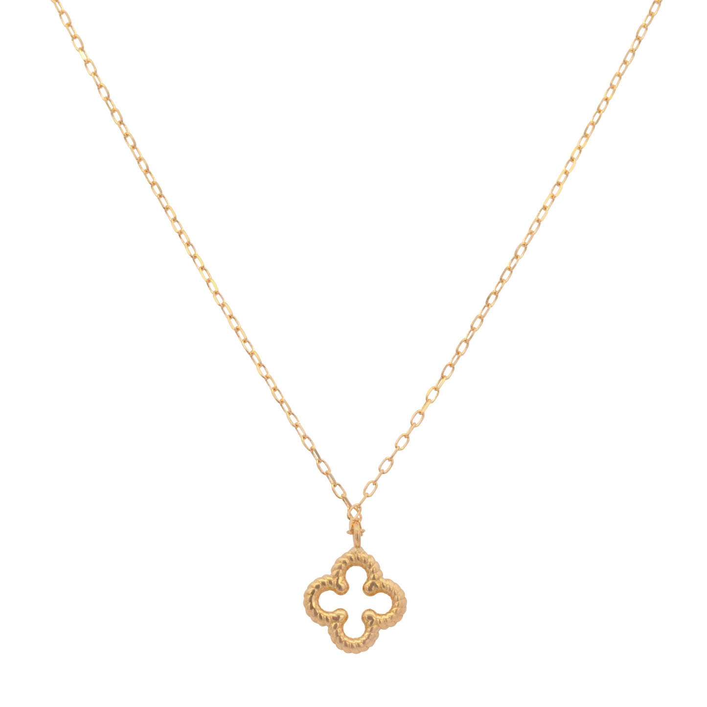 18K Yellow Gold Clover Shape Necklace