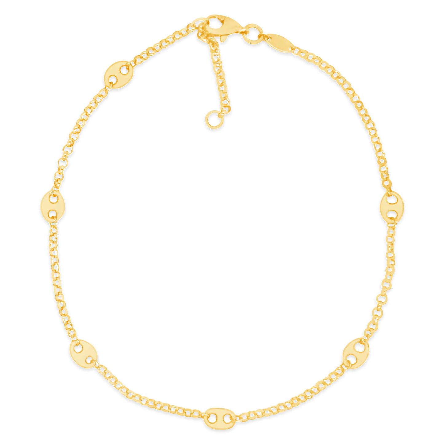 14K Yellow Gold Marina Puff Station Anklet