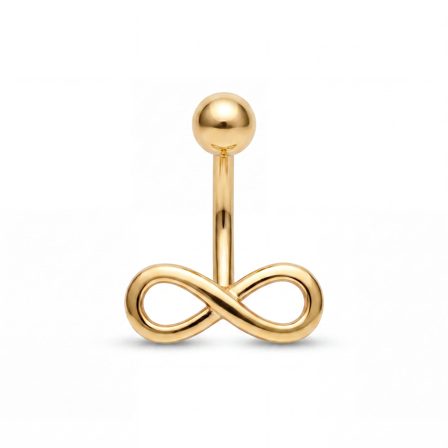 14K Yellow Gold Medium Simple Infinity Symbol Belly Ring