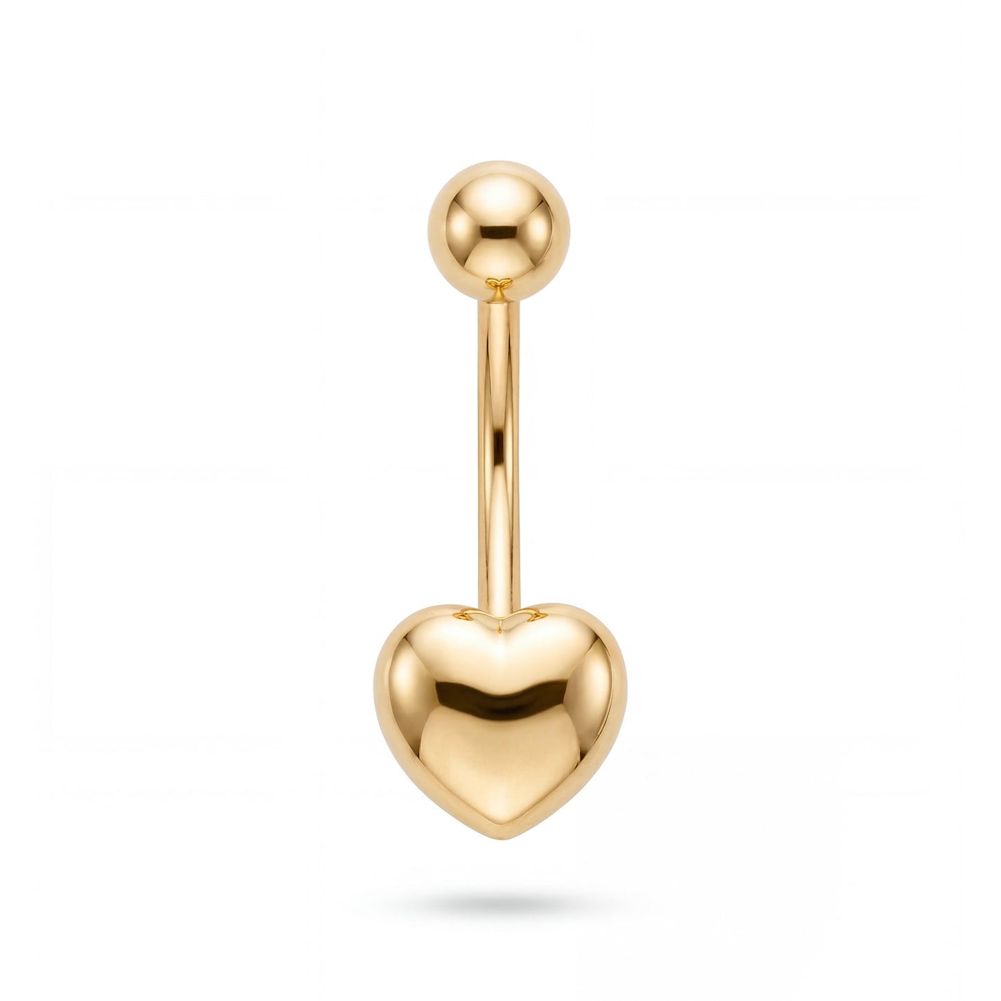 14K Yellow Gold Plain Heart Belly Ring