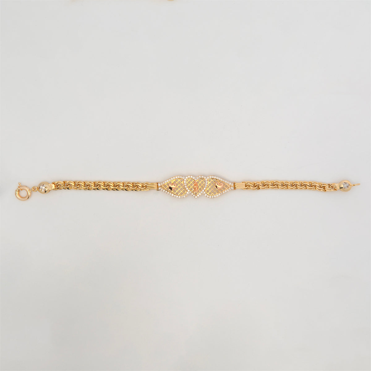 14K 2 Tones Virgin Mary Heart Women's Bracelet