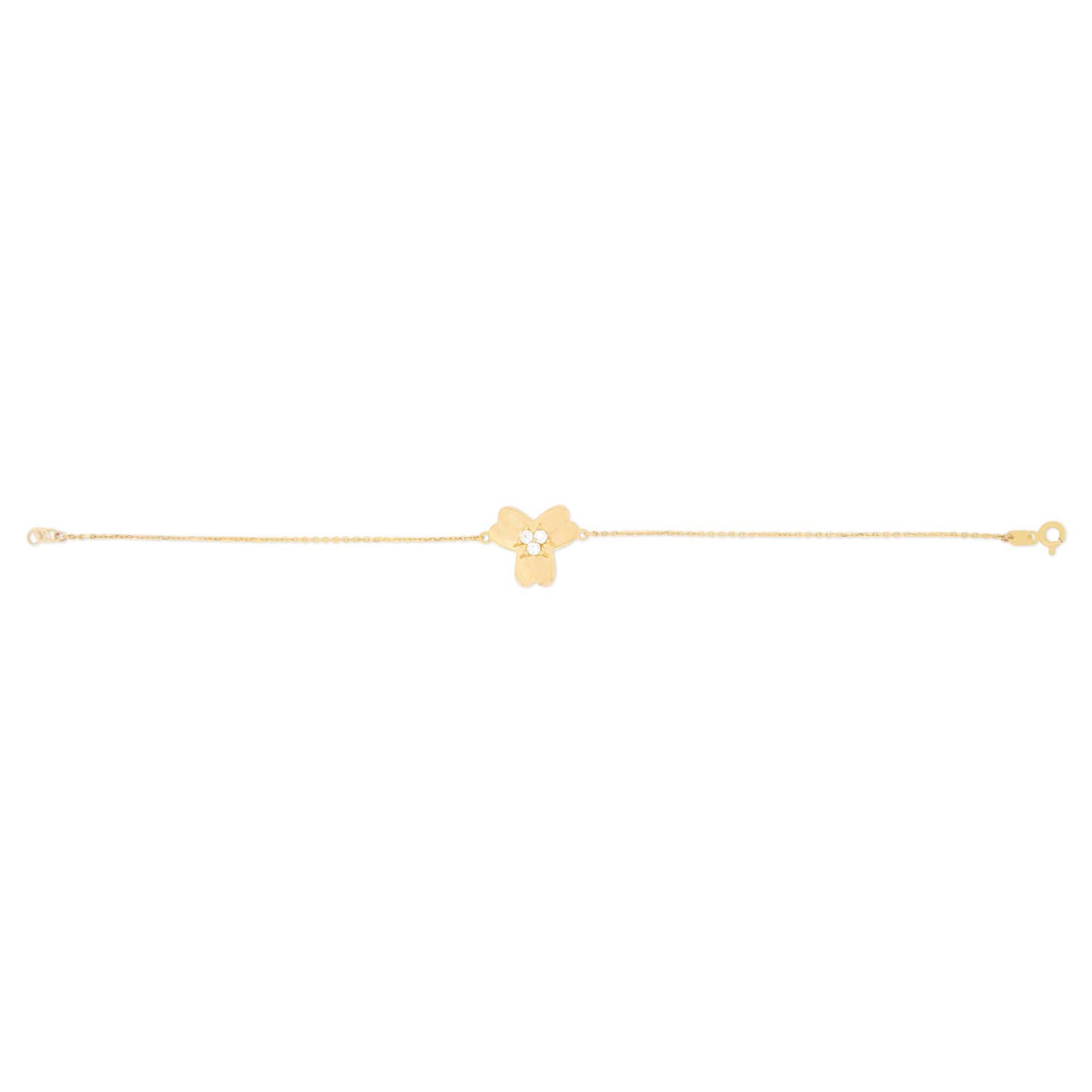 14k Yellow Gold Single Flower Bracelet