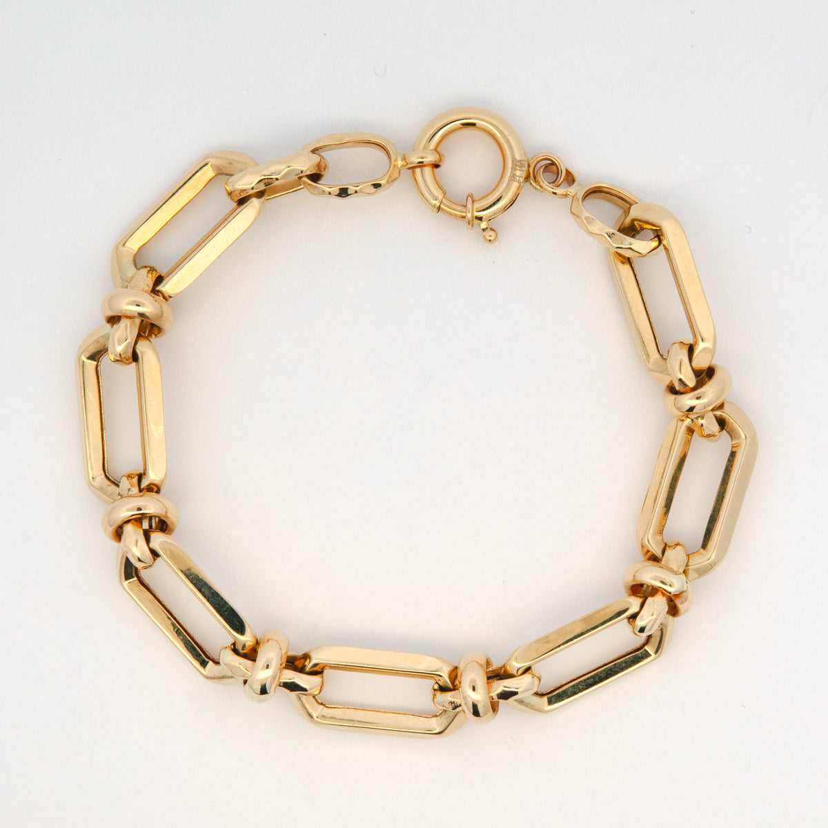 14K Yellow Gold Polished Rectangular Knotted Link Bracelet