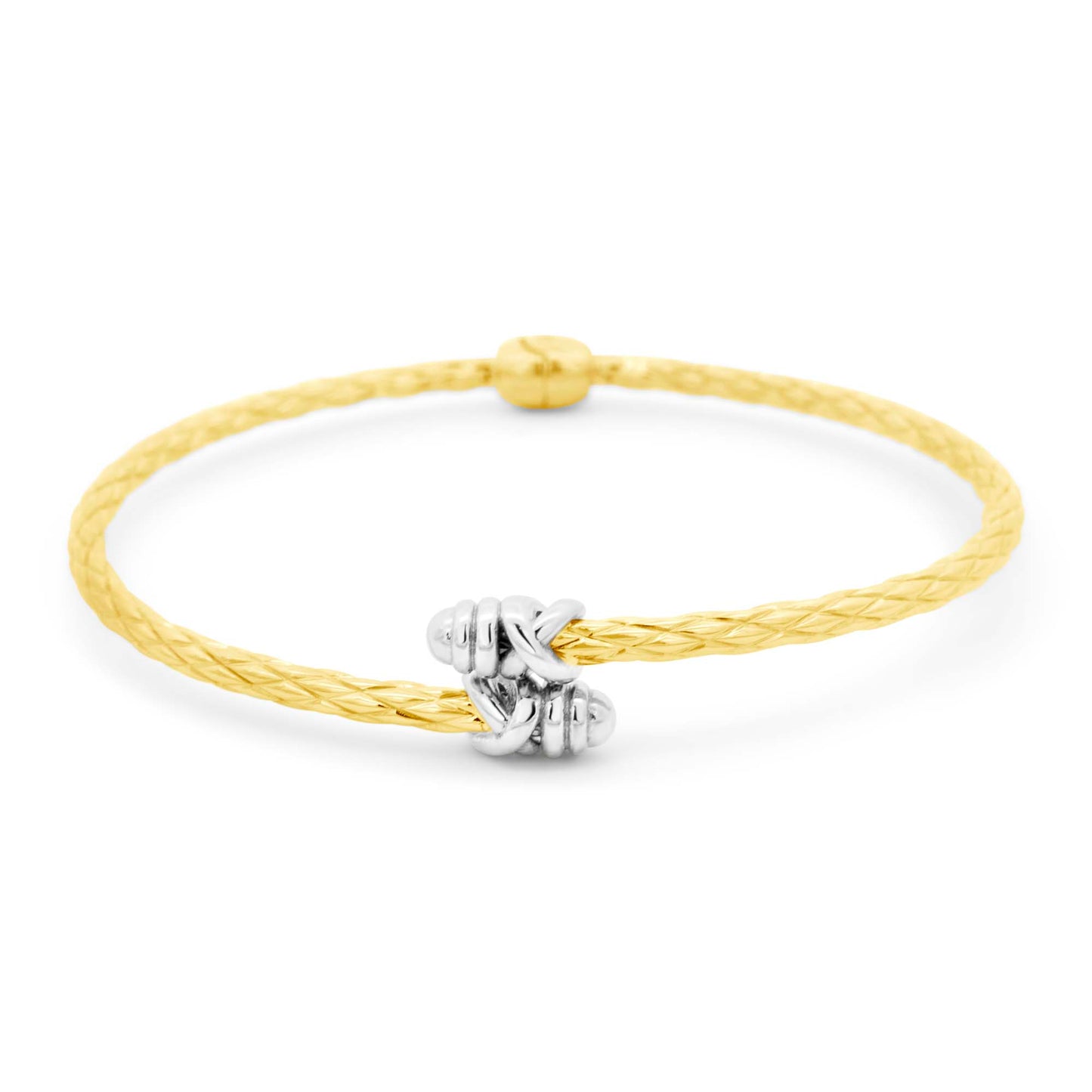 14K Two-Tone Twisted Open Cuff Bangle