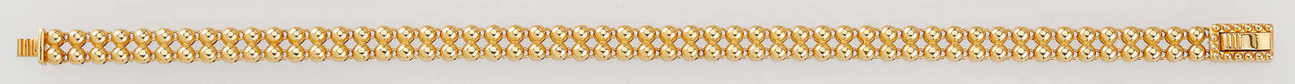 14K Yellow Gold Double-Row Polished Bead Link Bracelet