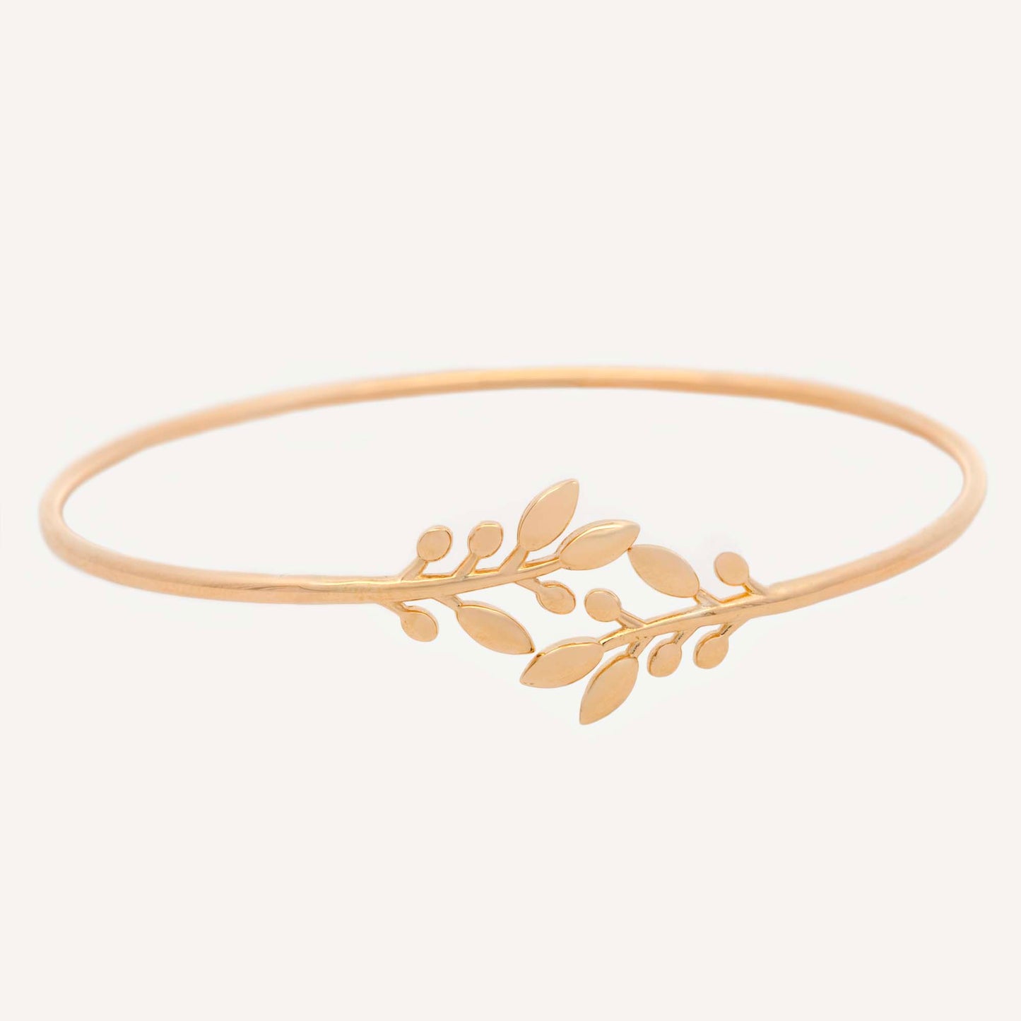 14k Yellow Gold Leaf Branch Open Bangle