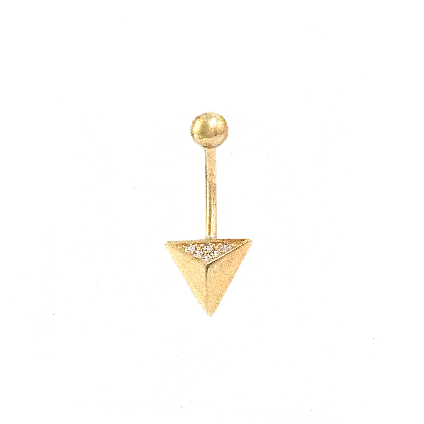 14K Yellow Gold Triangle CZ Accent Belly Ring