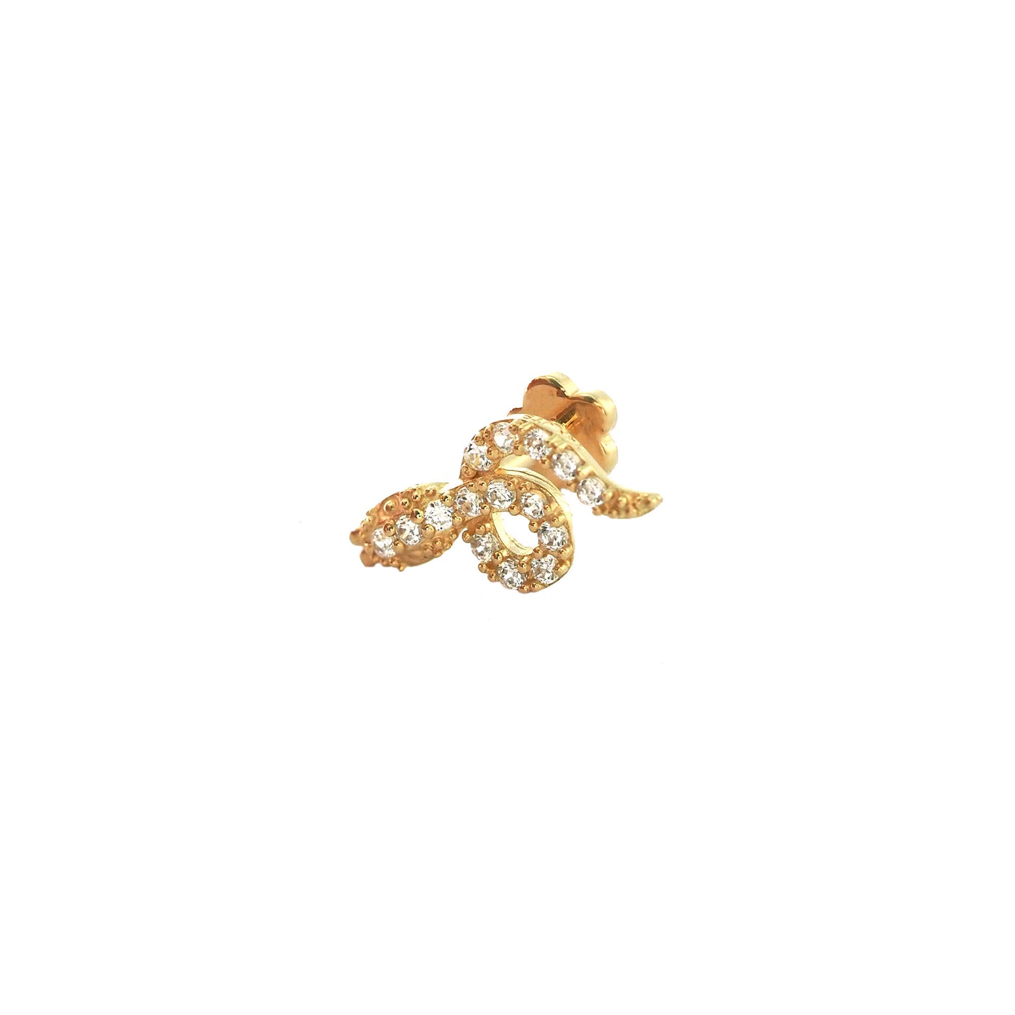 14K Yellow Gold CZ Snake Cartilage Earring