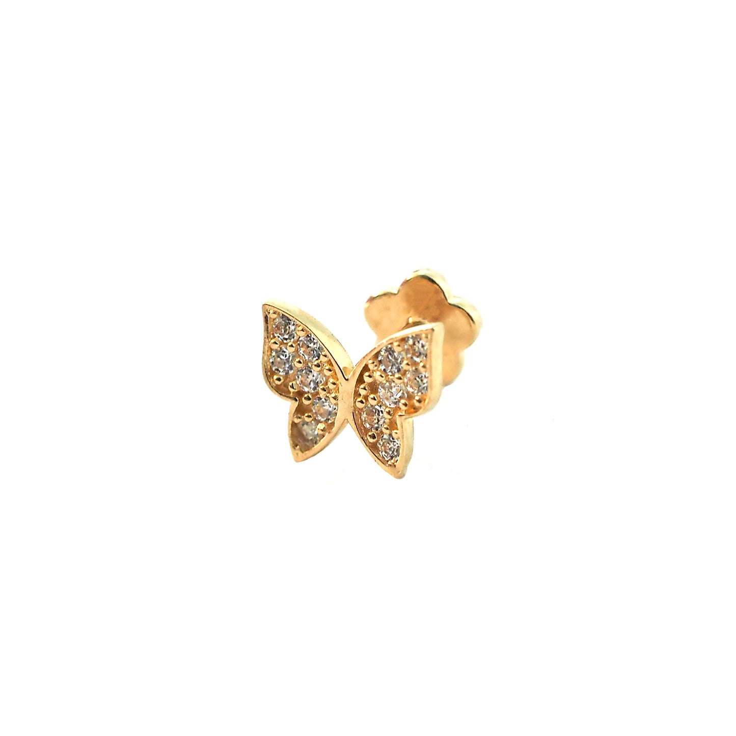 14K Yellow Gold CZ Butterfly Cartilage Earring
