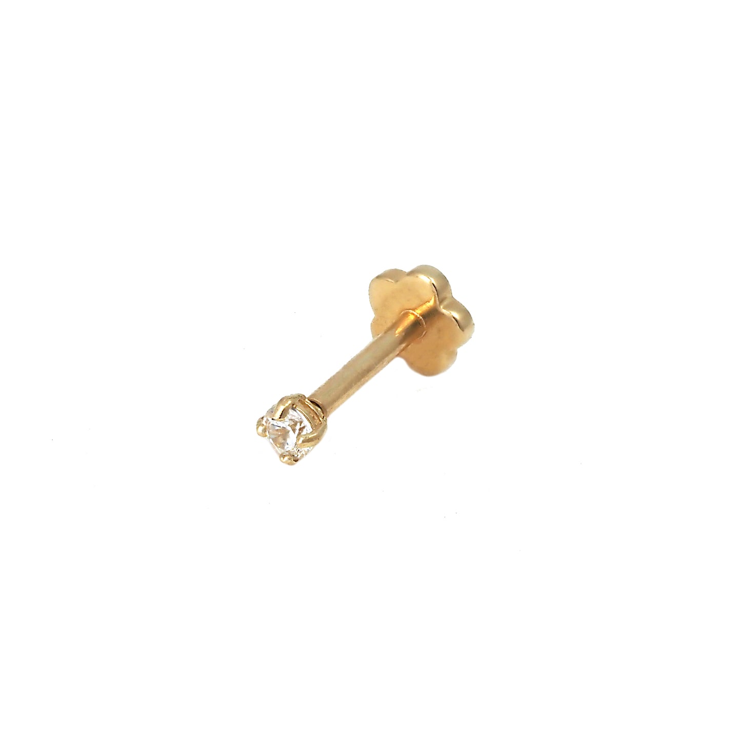 14K Yellow Gold Round CZ Cartilage Earring -2mm