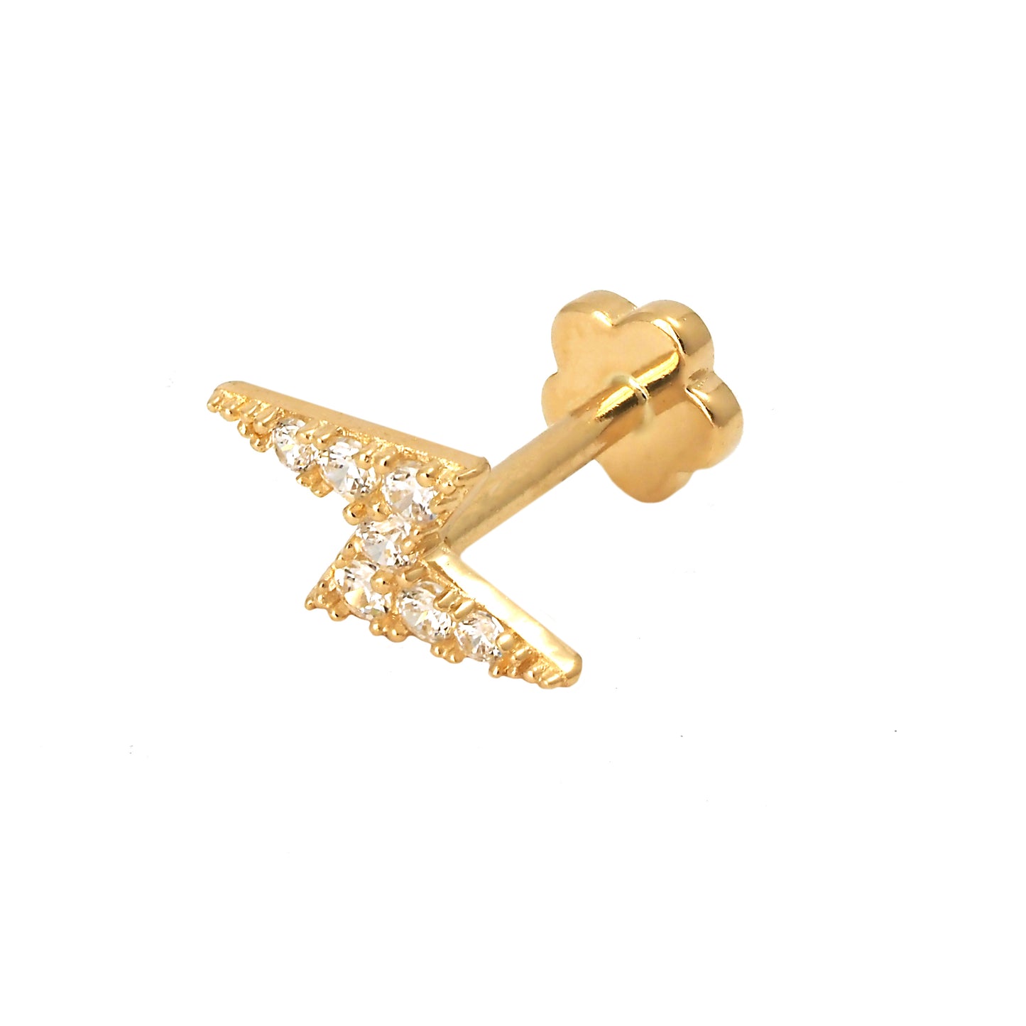 14K Yellow Gold CZ Lightning Bolt Cartilage