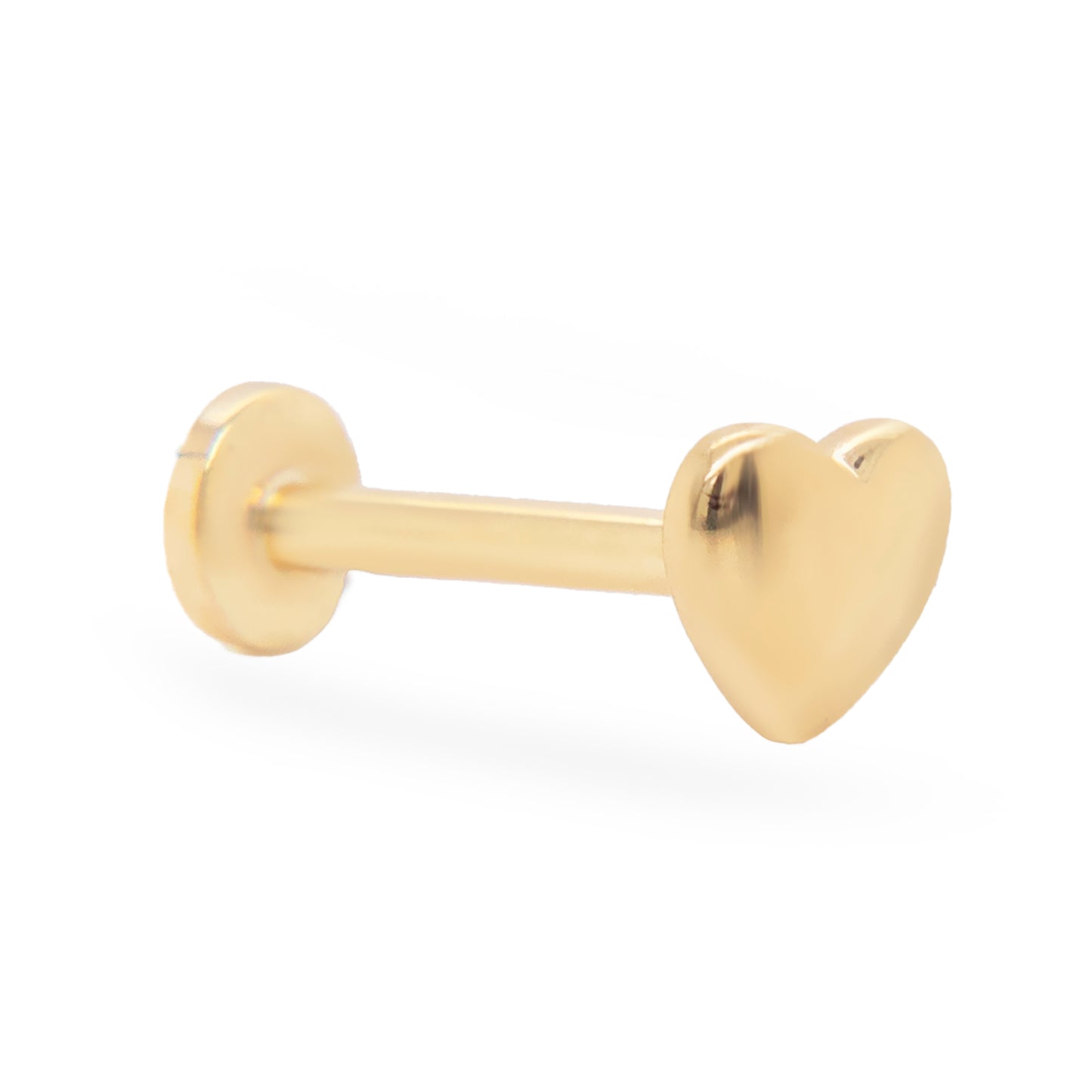 14K Yellow Gold Plain Chubby Heart Cartilage Earring