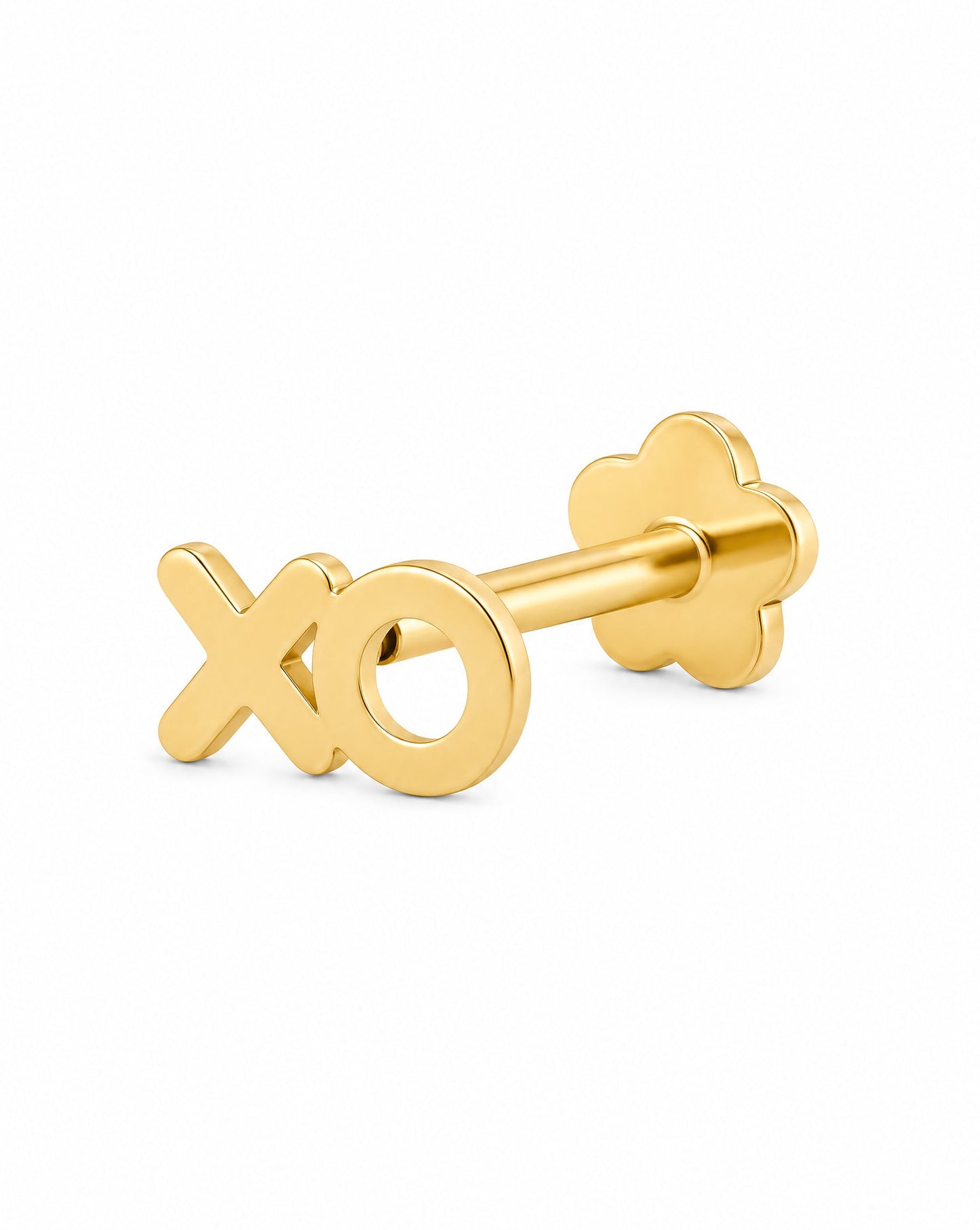 14K Yellow Gold Plain XO Cartilage Earring