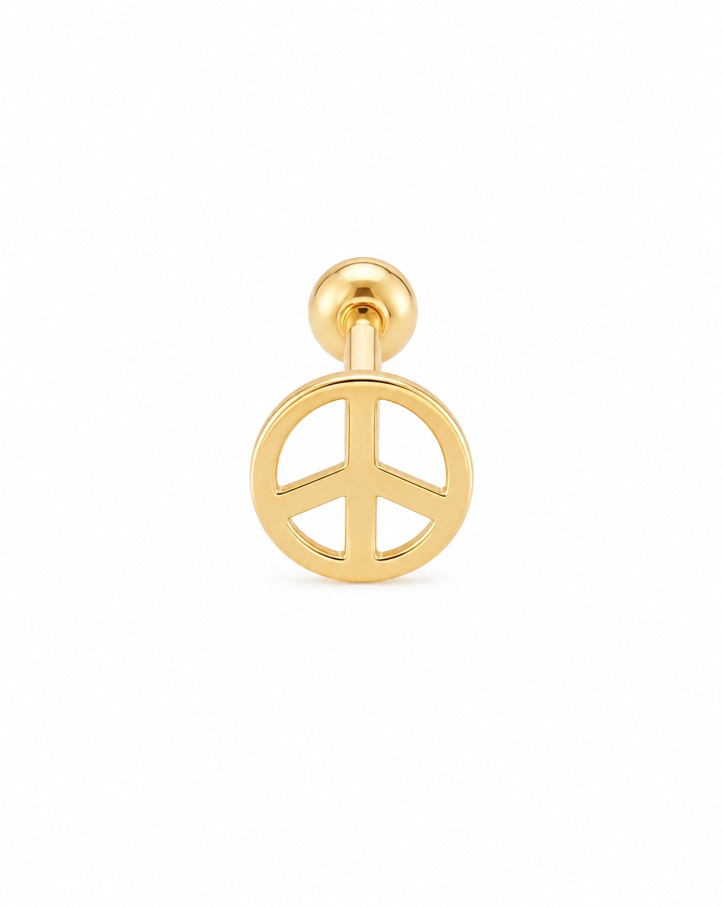 14K Yellow Gold Peace & Love Symbol Cartilage Earring