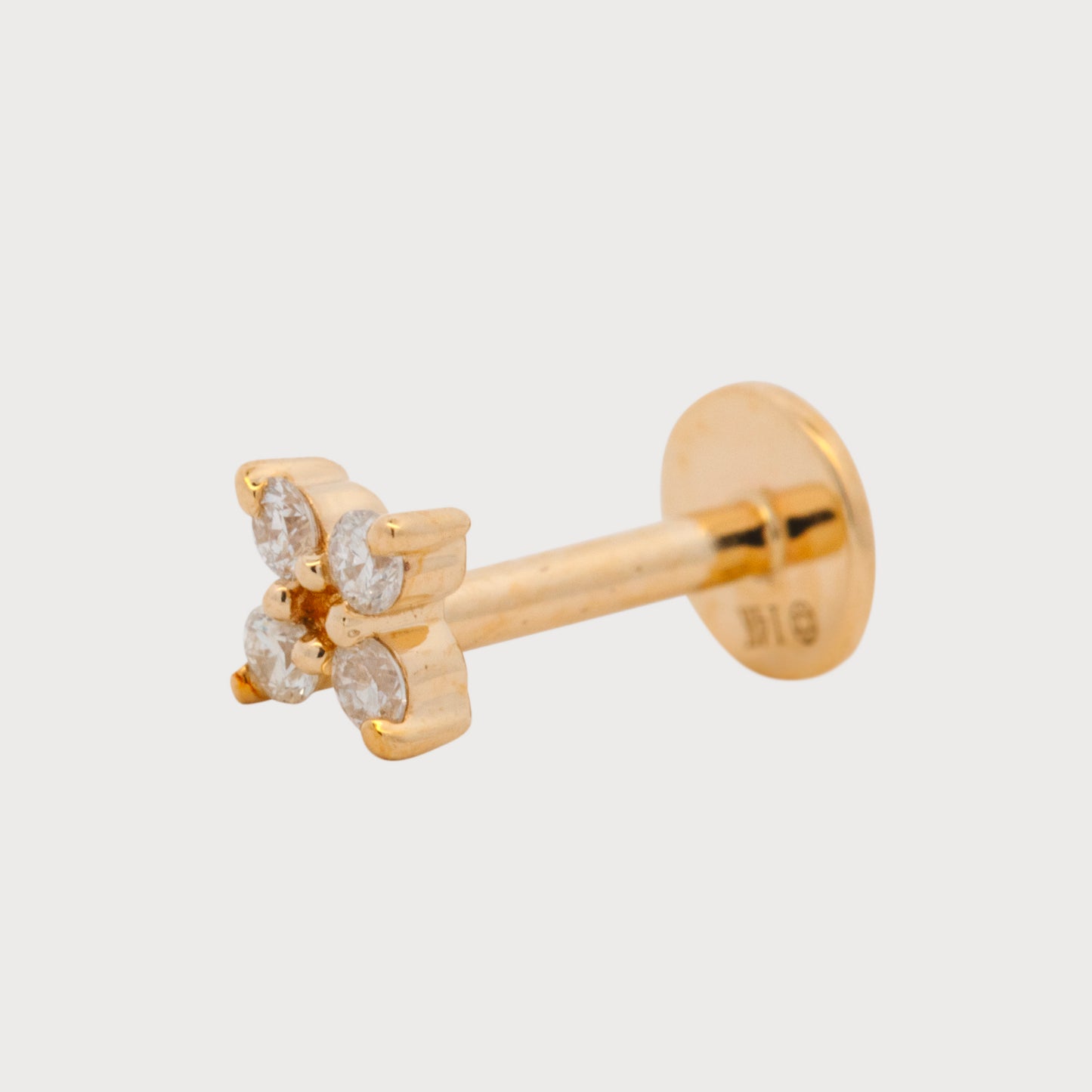 14K Yellow Gold Diamond Flower Cartilage Earring