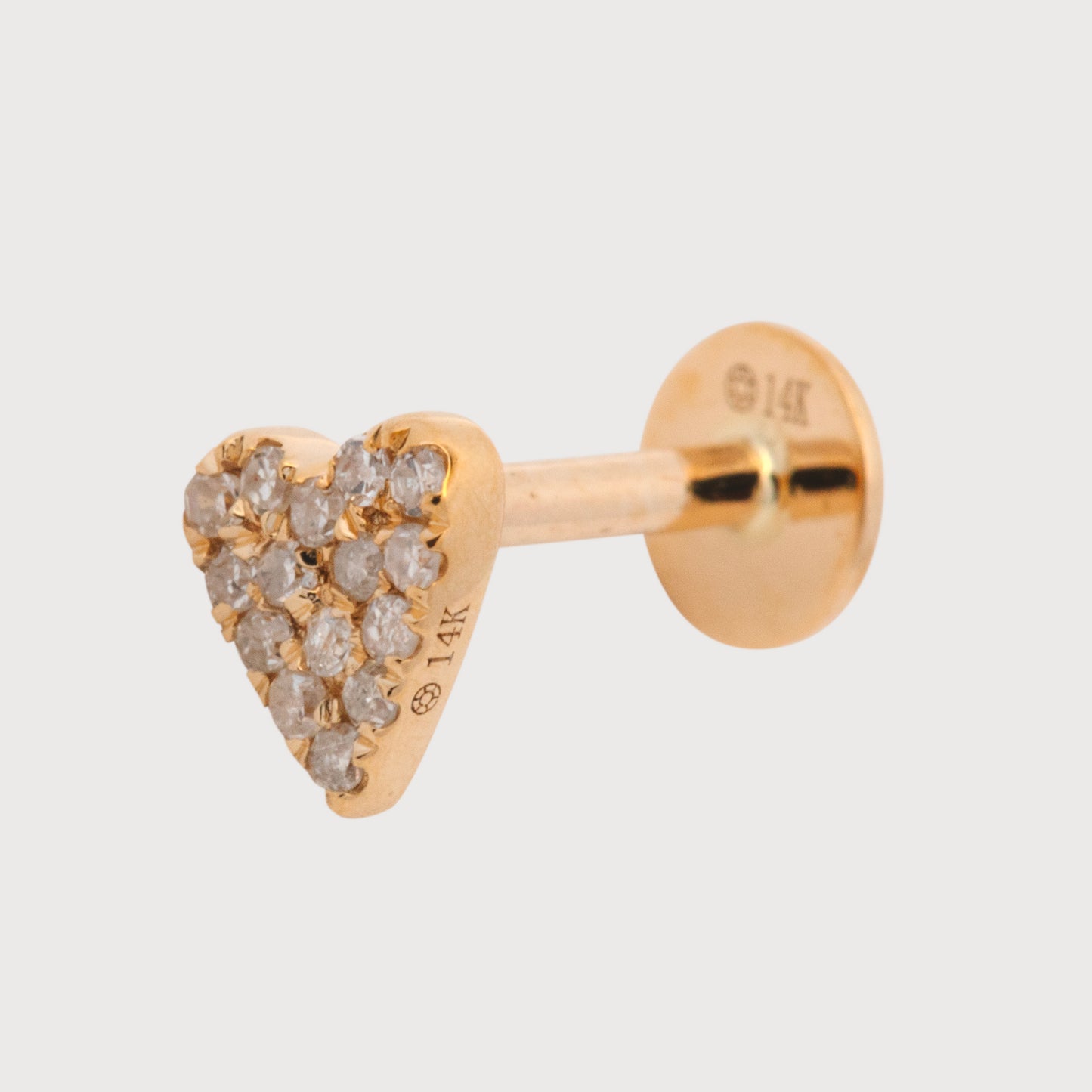 14K Yellow Gold Diamond Heart Cartilage Earring