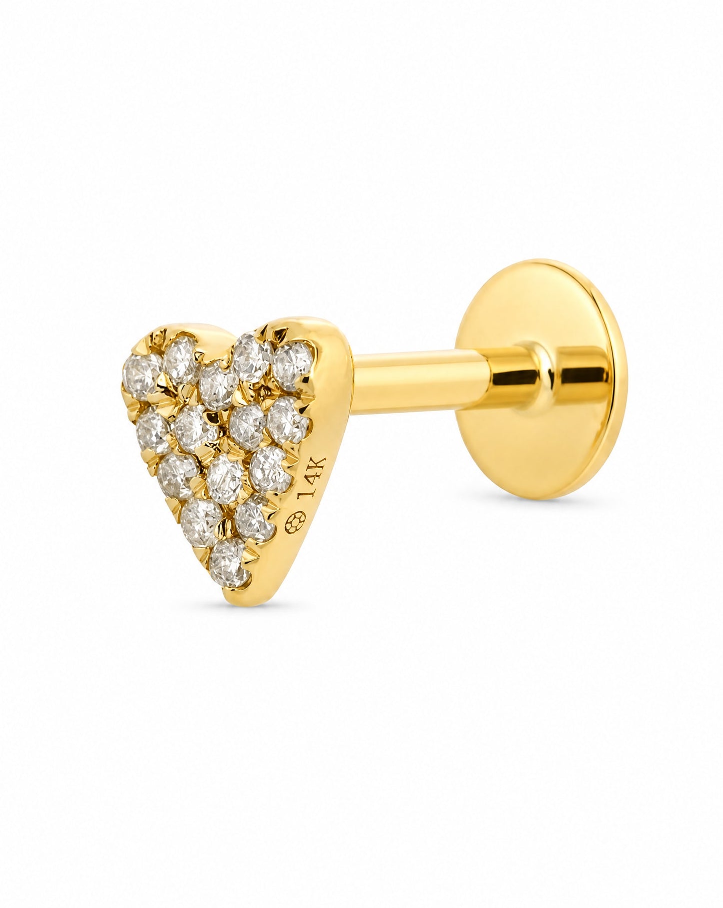 14K Yellow Gold Diamond Heart Cartilage Earring