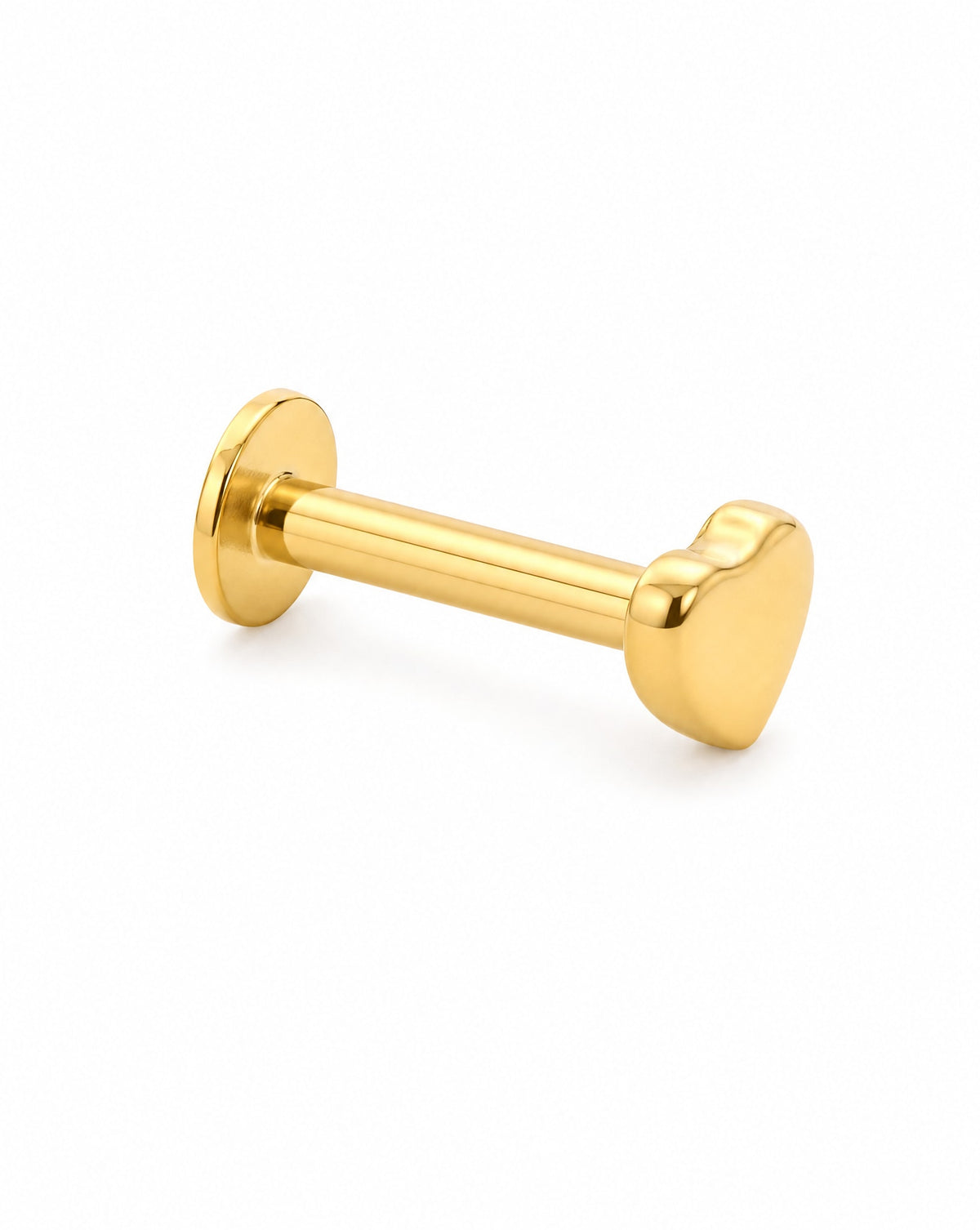 14K Yellow Gold Plain Heart Cartilage Earring