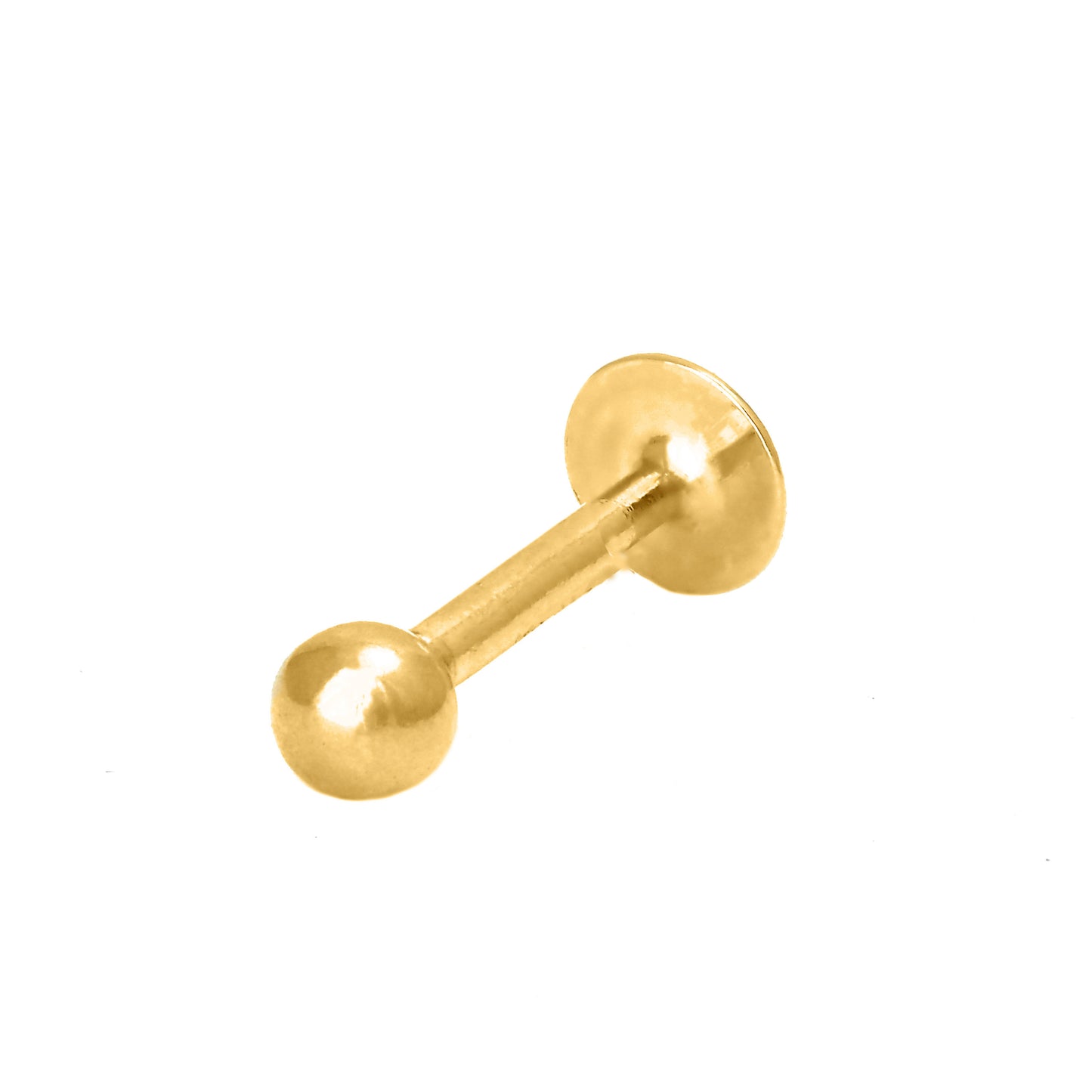 14K Yellow Gold Medium Labret Stud with Ball End Chin Piercing