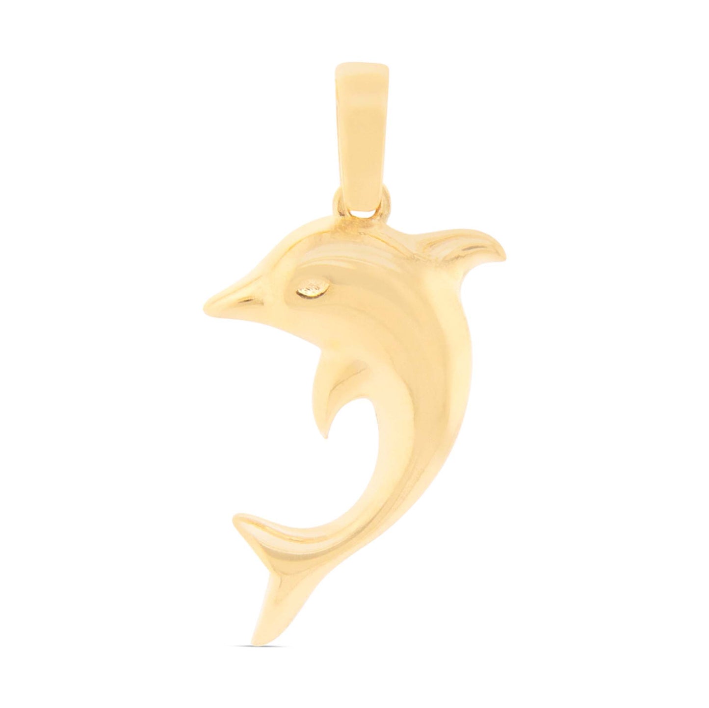 14K Yellow Gold Plain Dolphin Pendant