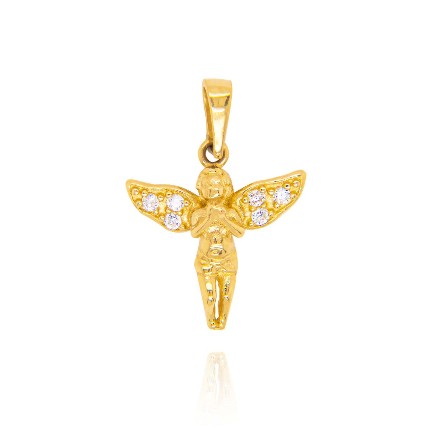 14K Yellow Gold Baby Angel with CZ Accents Pendant