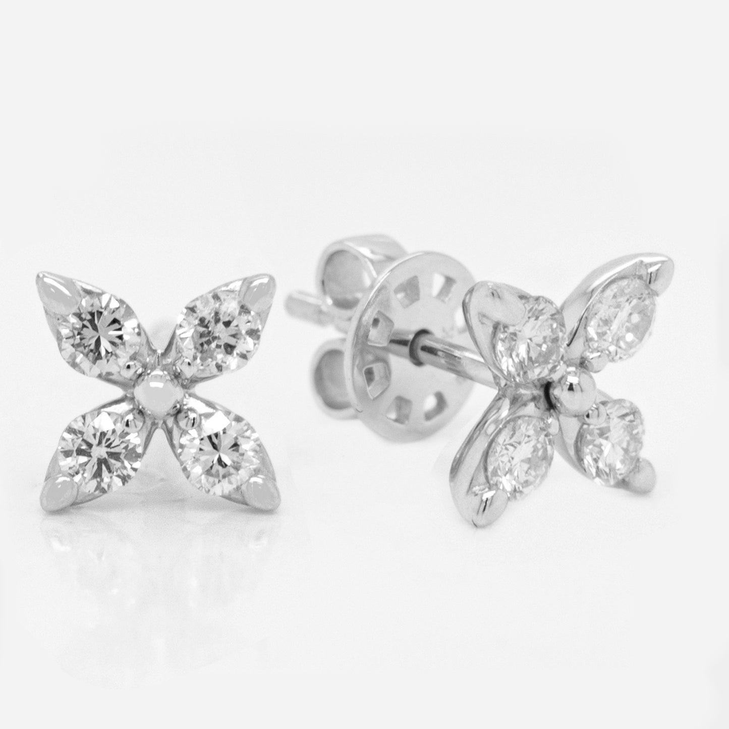 14K White Gold Large Diamond Marquise Cluster Screwback Earrings