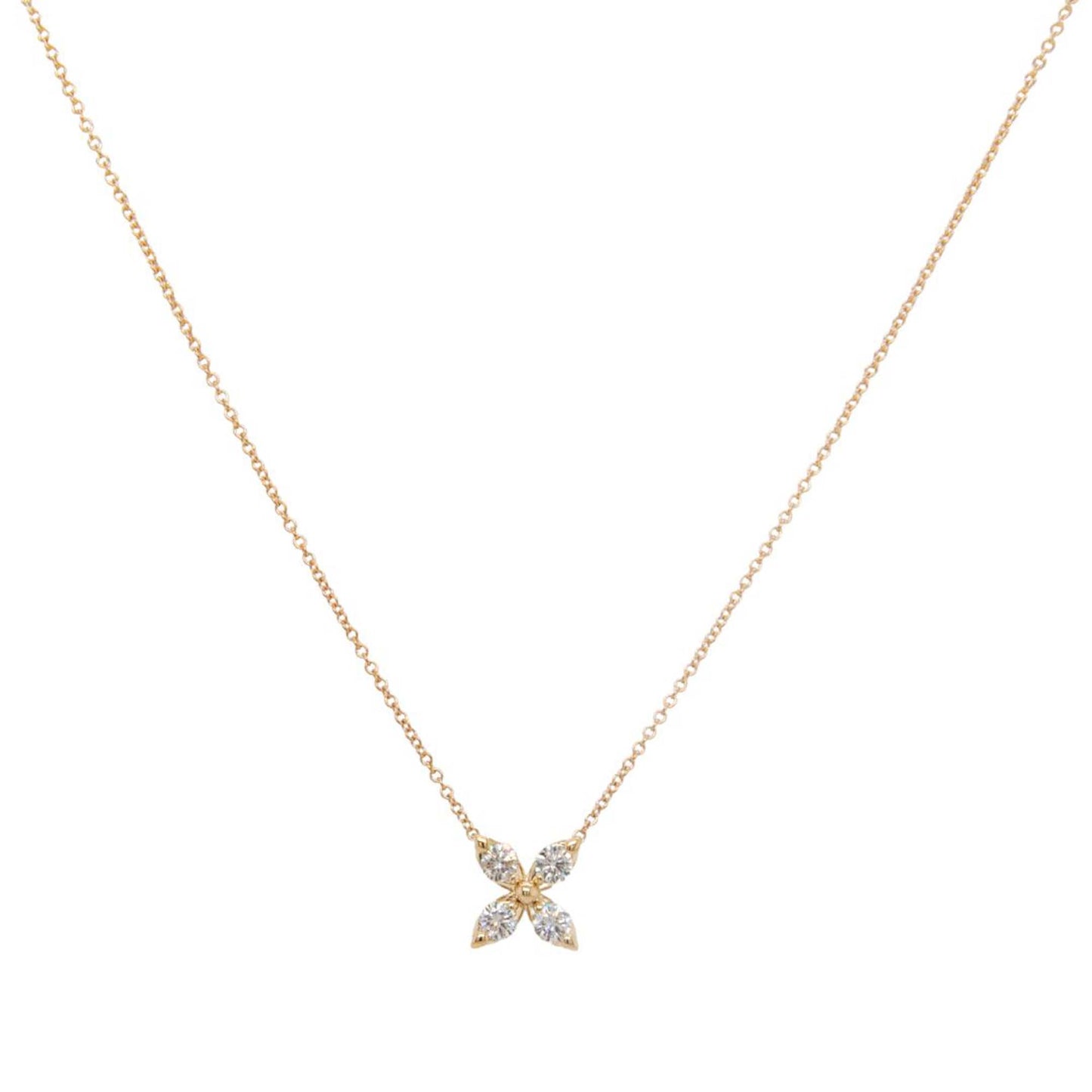 14K Yellow Gold Large Marquise Diamond Pendant Necklace