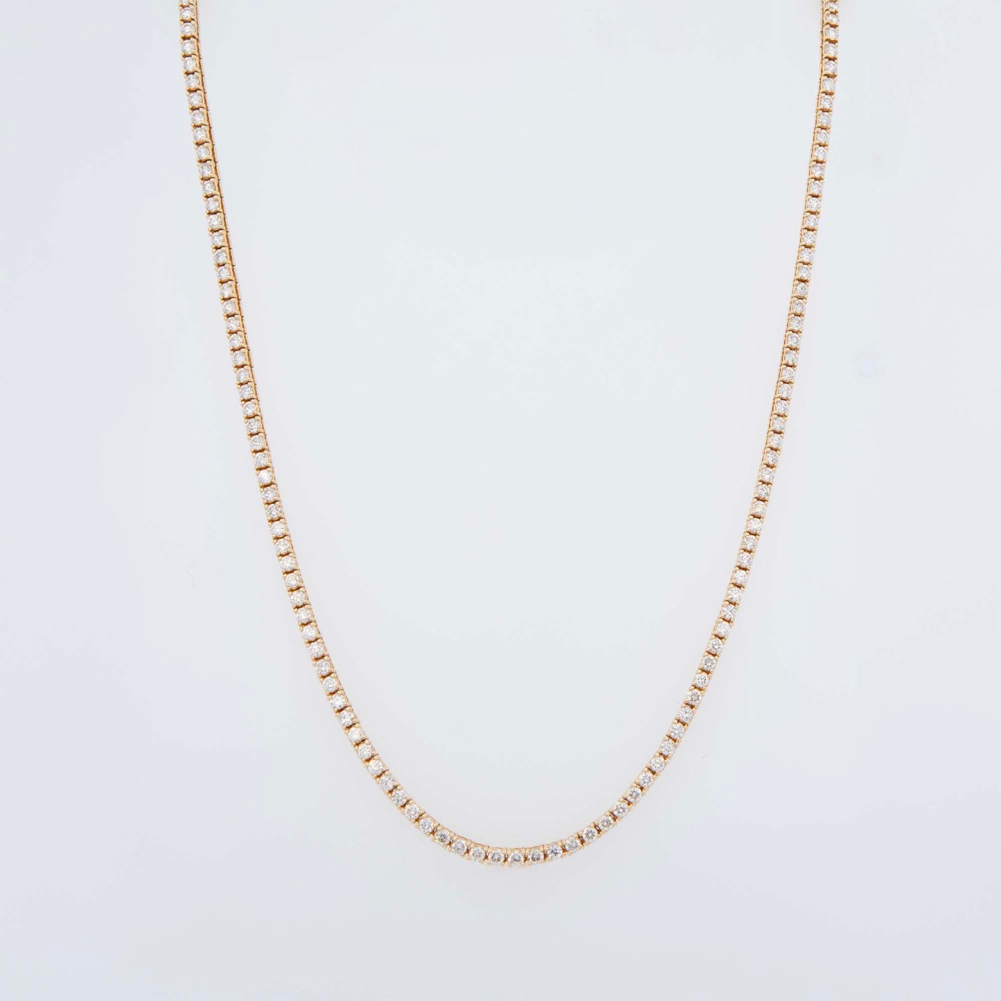 14K Yellow Gold Diamond Tennis Necklace