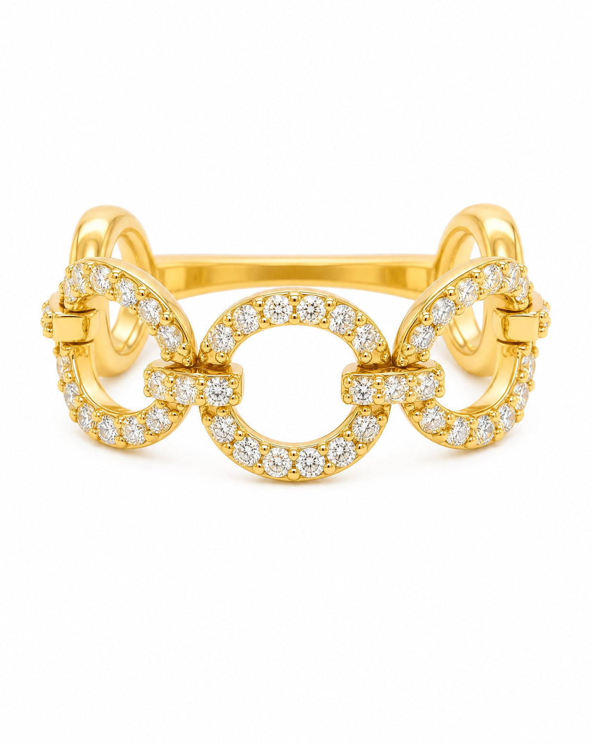 14K Yellow Gold Diamond Chain Link Ring