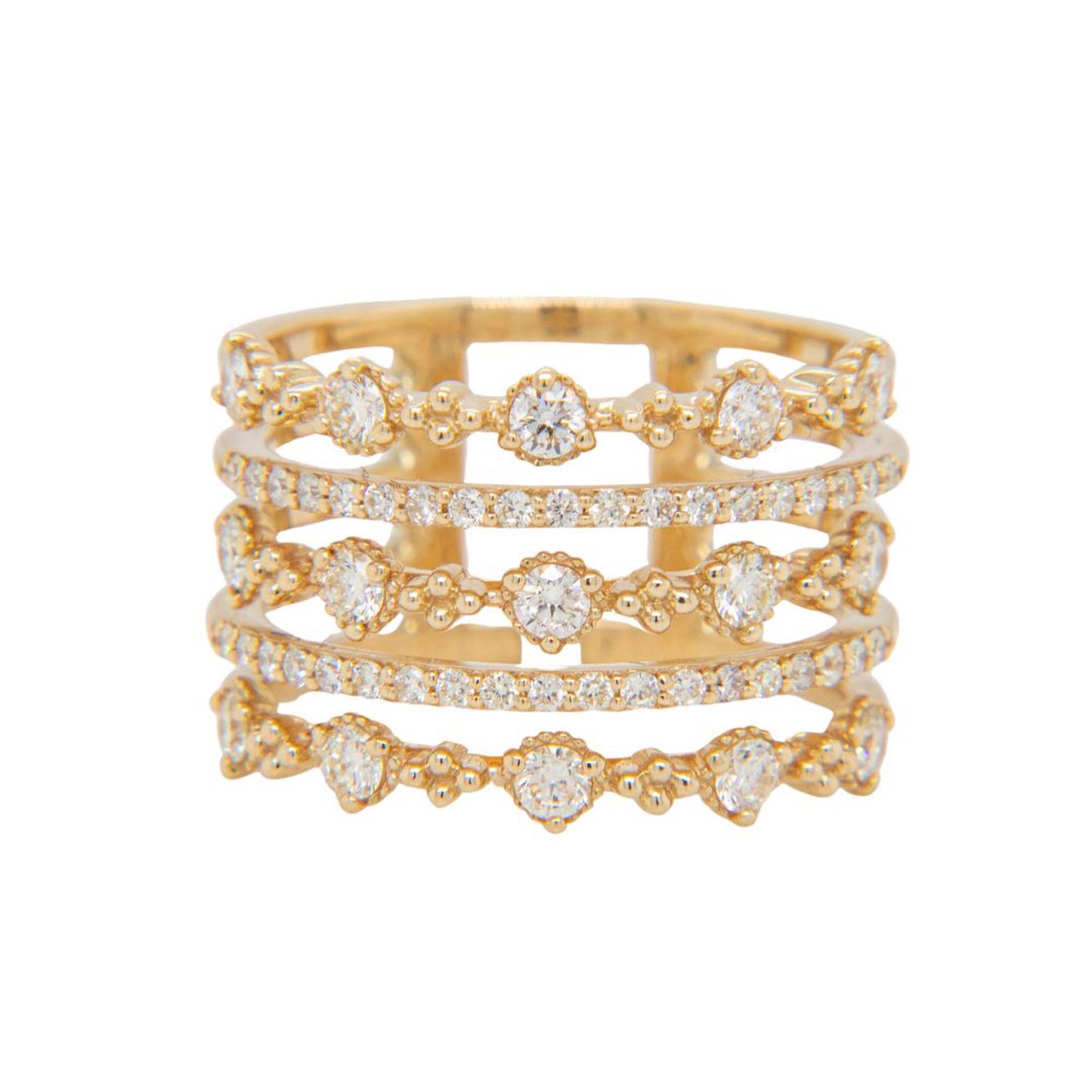 14K Yellow Gold Diamond Wide Band Style Ring