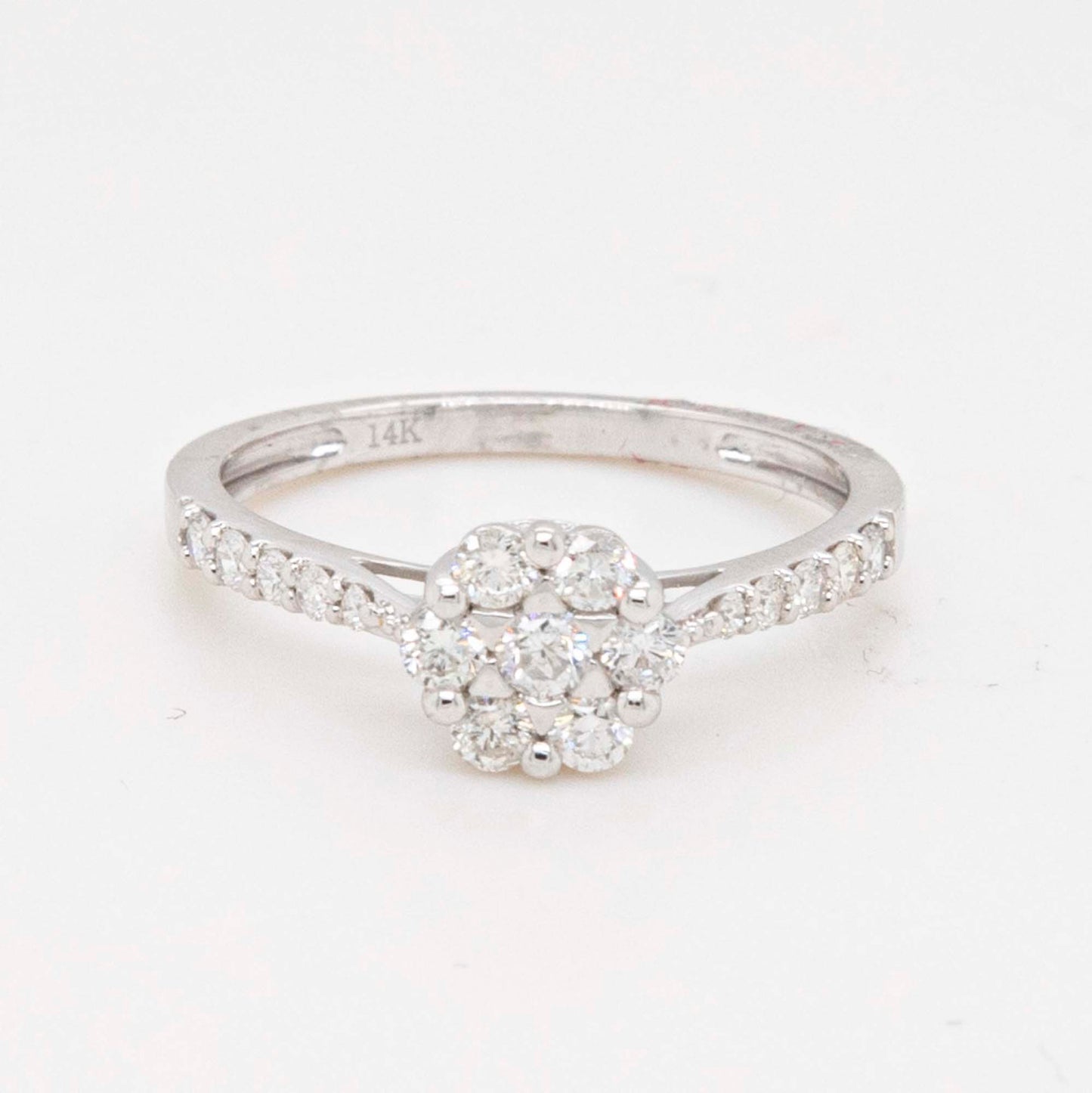14K White Gold Diamond Flower Cluster Ring