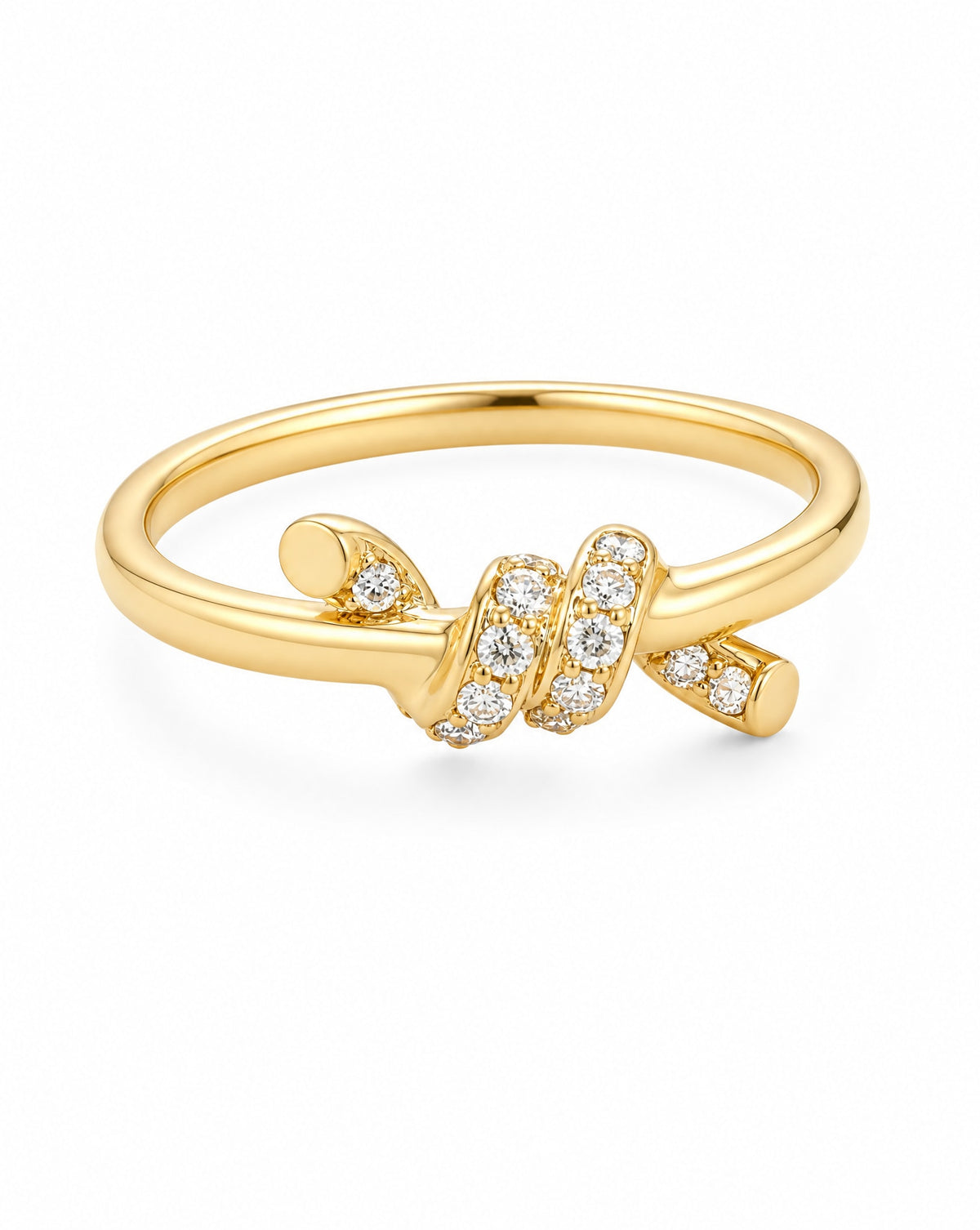 14K Yellow Gold Diamond Knot Ring