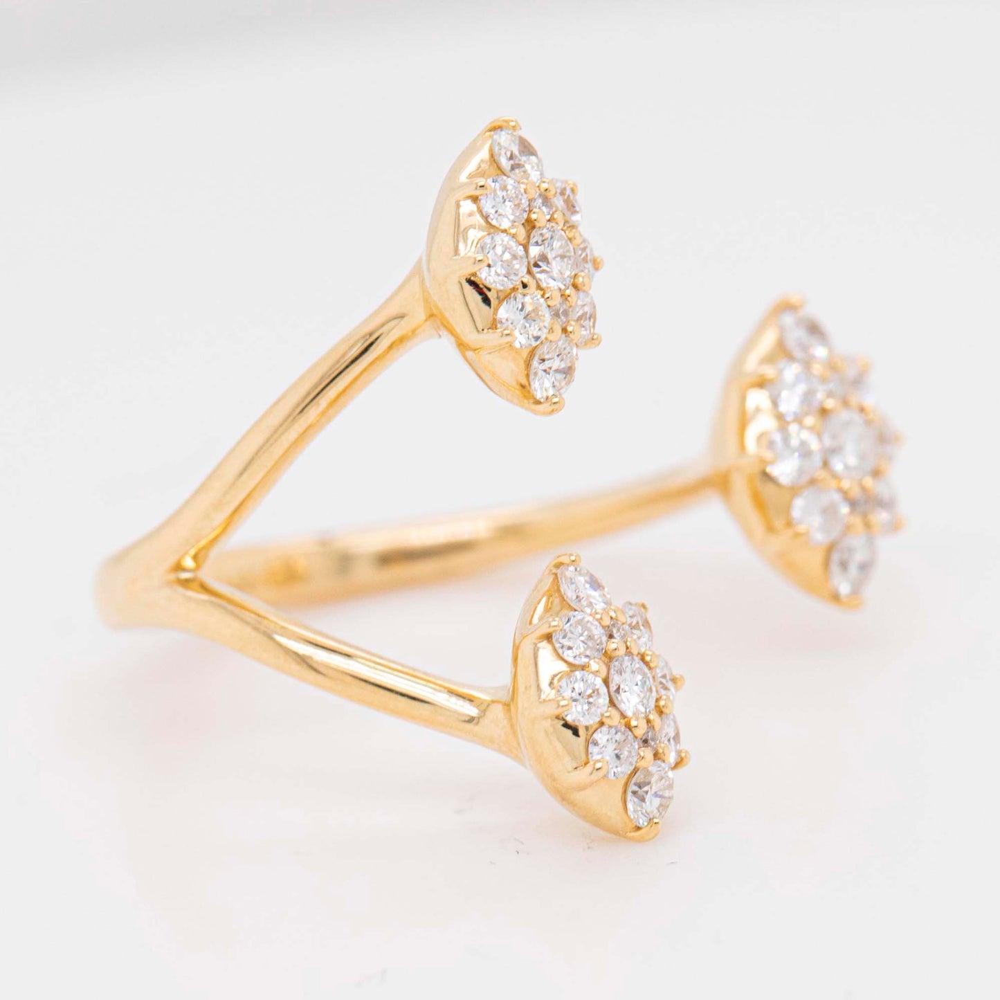 14K Yellow Gold Diamond Open Cluster Ring