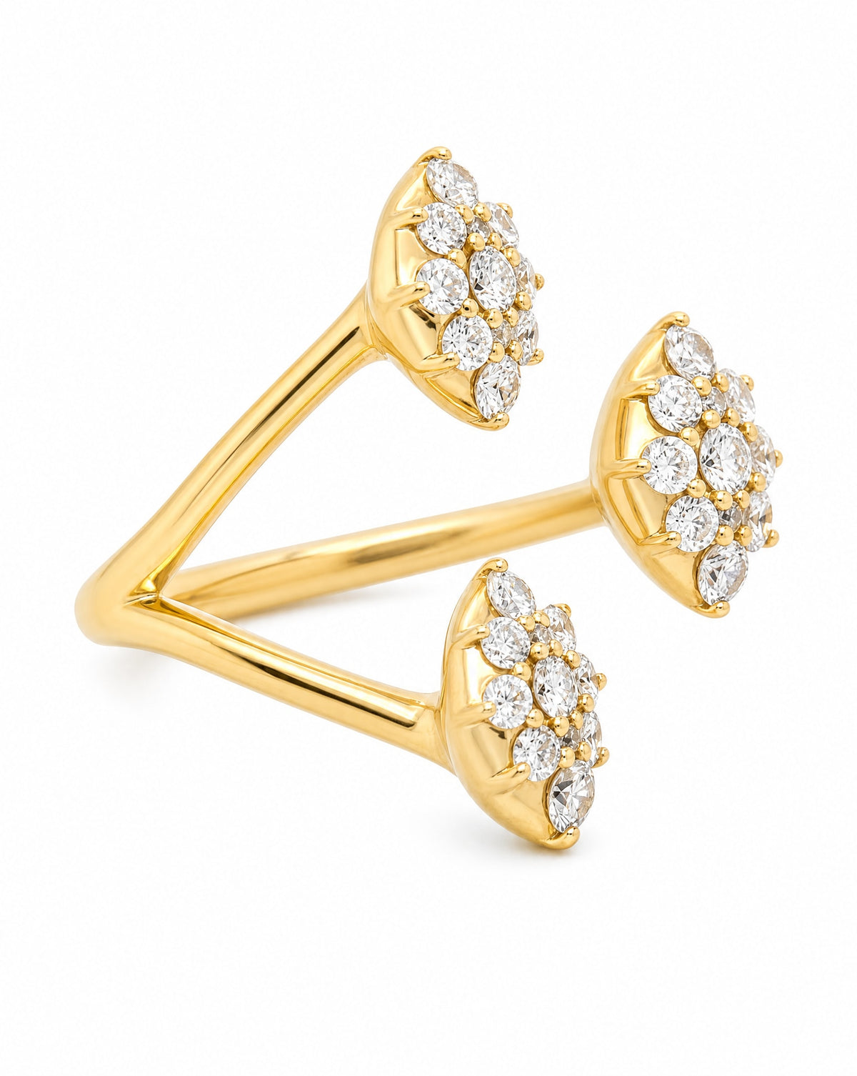 14K Yellow Gold Diamond Open Cluster Ring