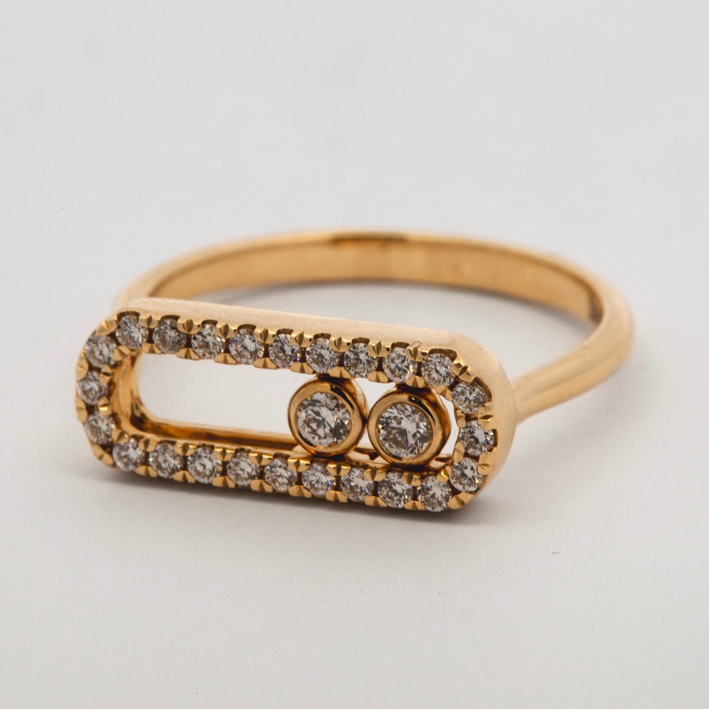 14K Yellow Gold Floating Balls Diamond Ring