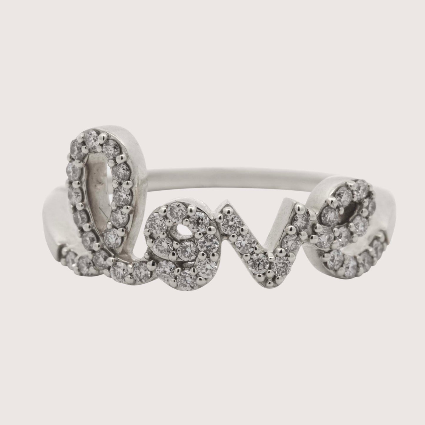 14K White Gold Diamond Love Word Ring