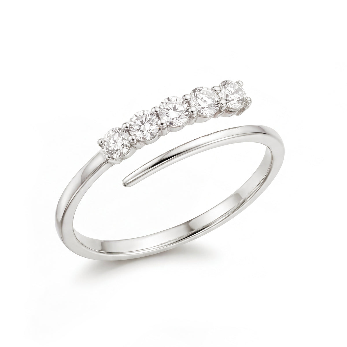 14K White Gold Dainty Wrap Around Diamond Ring