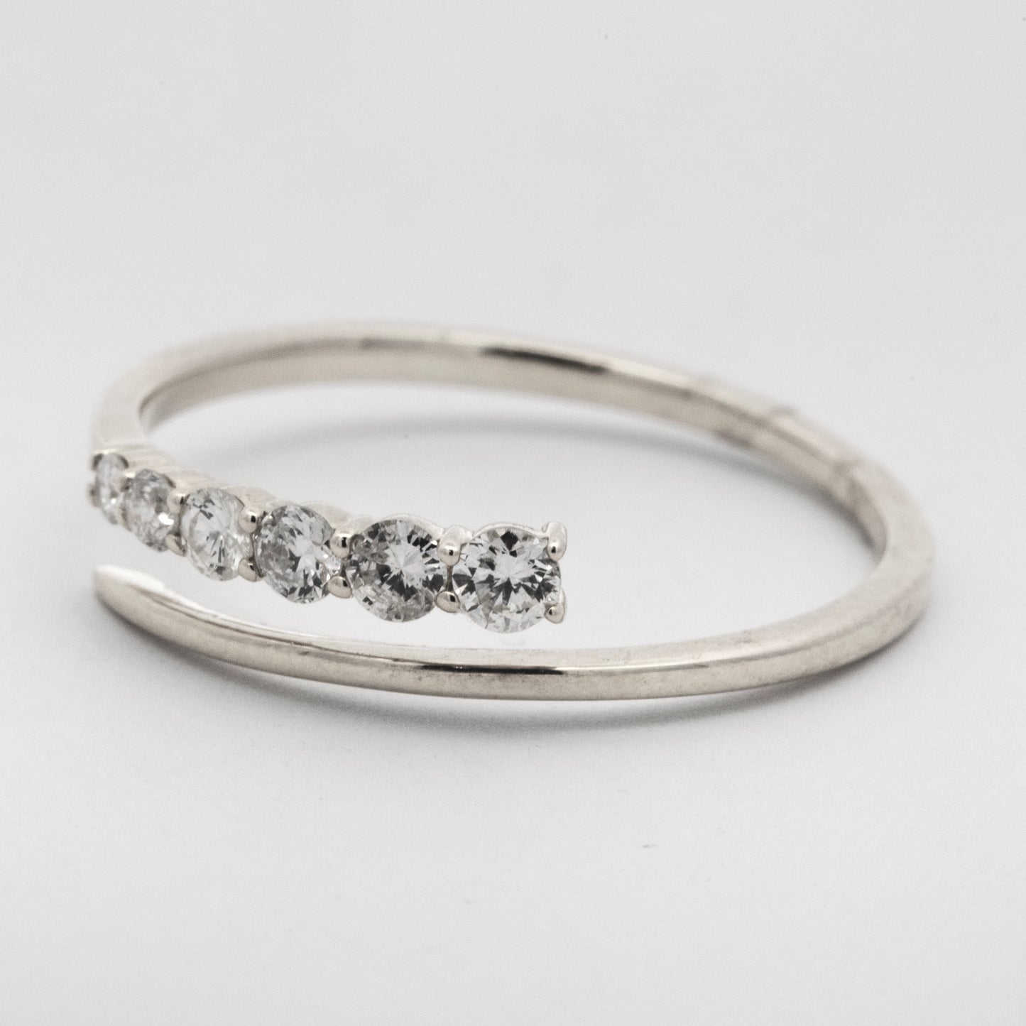 14K White Gold Dainty Wrap Around Diamond Ring