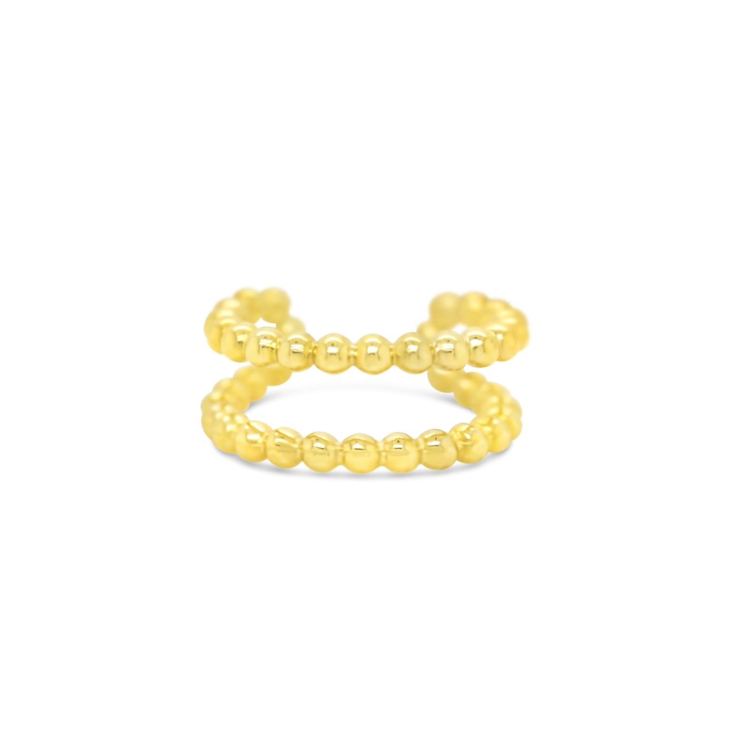 14K Yellow Gold Double Beaded Ear Cuff