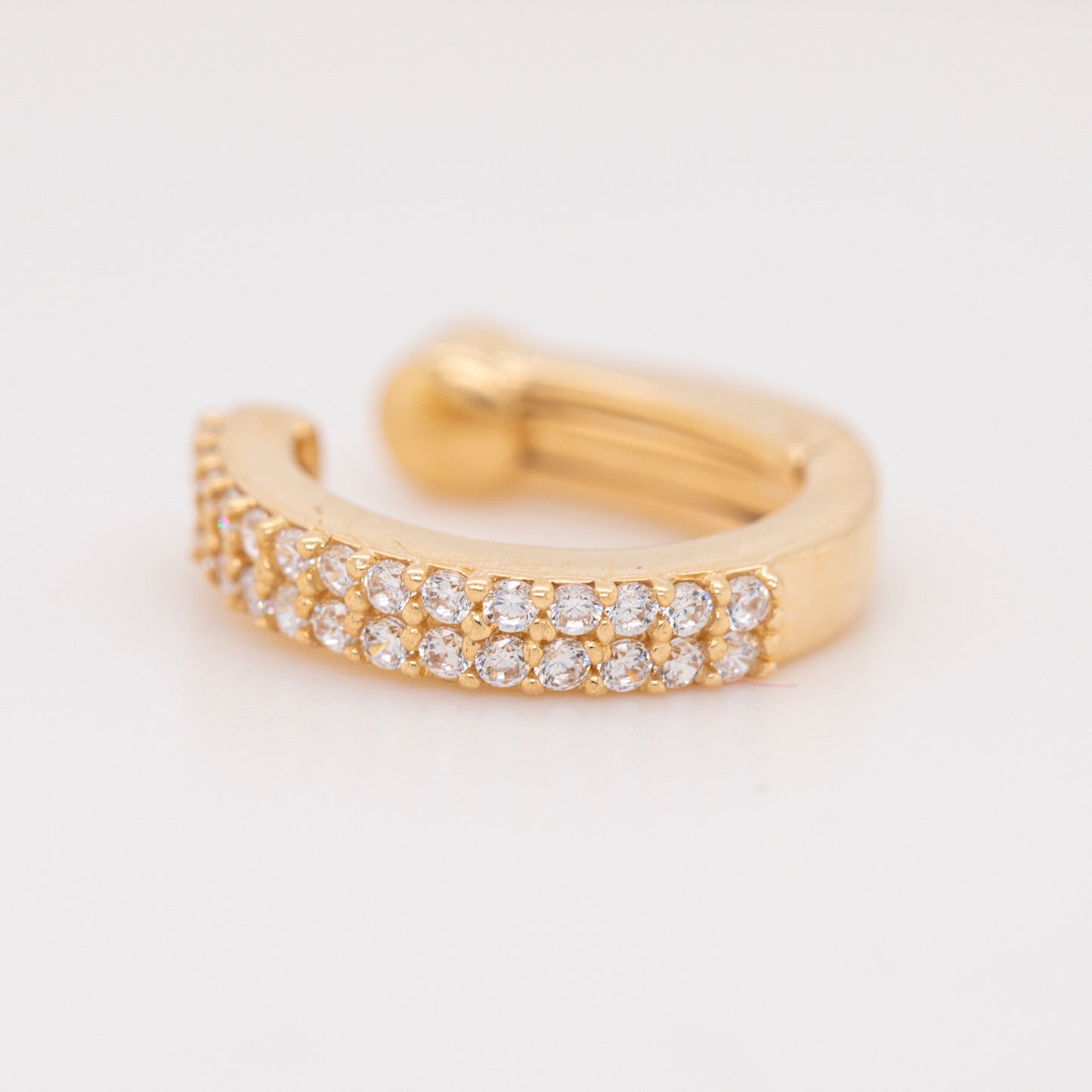 14K Yellow Gold Double Row Pavé CZ Ear Cuff