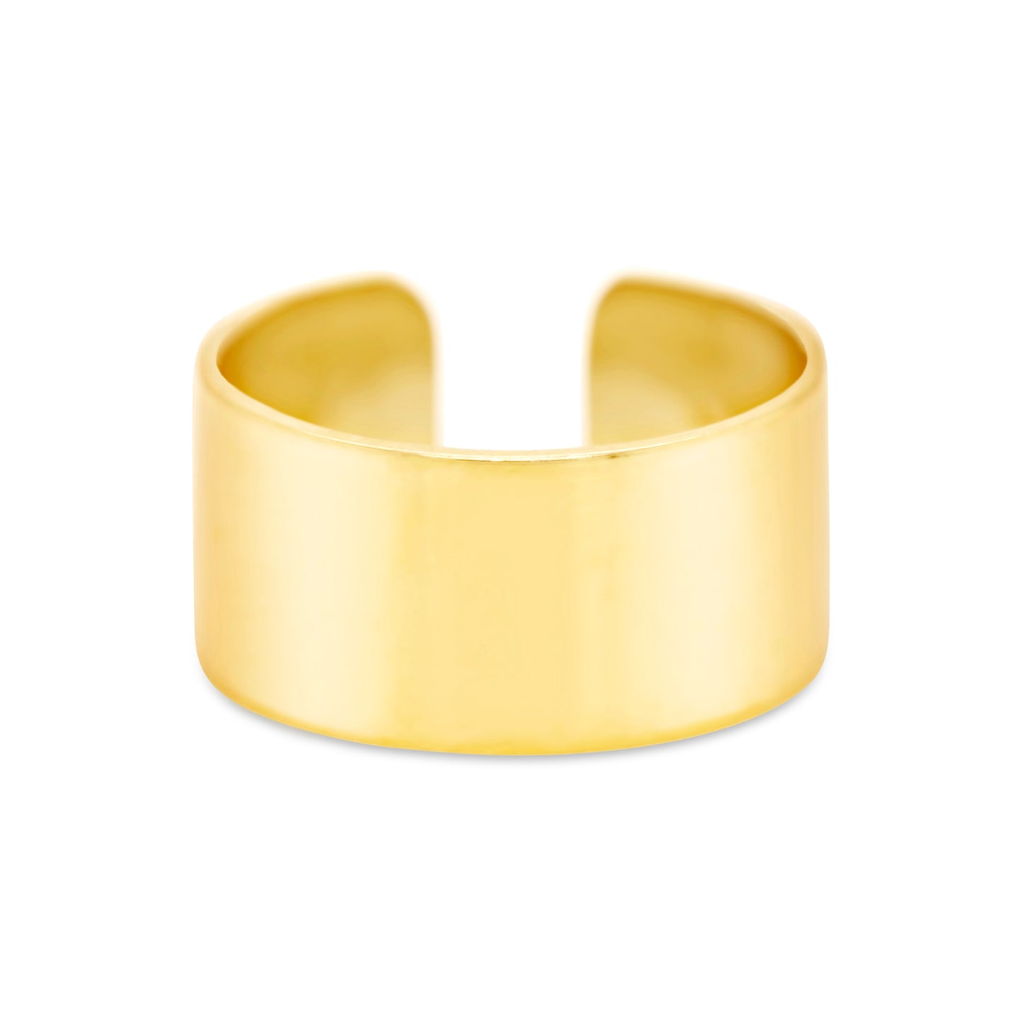 14K Yellow Gold Wide Band Minimalist Ear Cuff